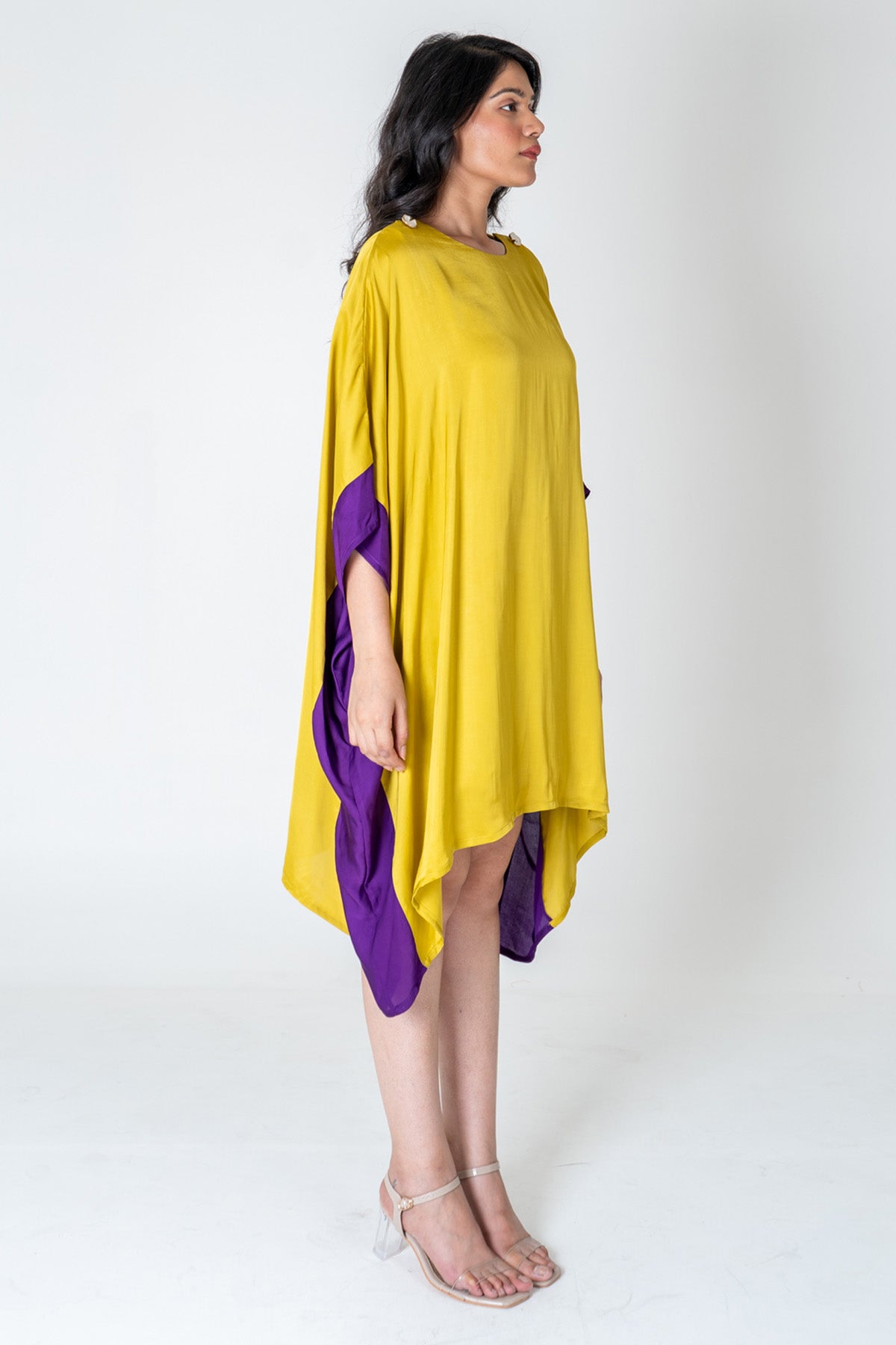 Yellow Colorblock Kaftan Dress