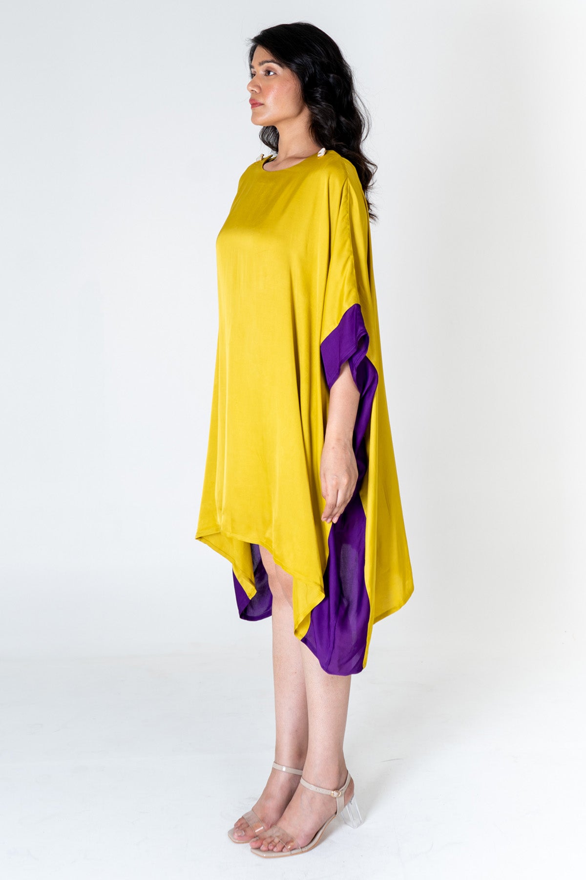 Yellow Colorblock Kaftan Dress