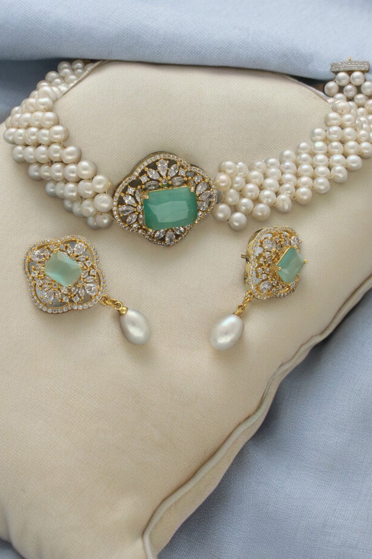 Buy Yellow Colour Stone Choker Set for women by J Pearls online available at scrollnshops