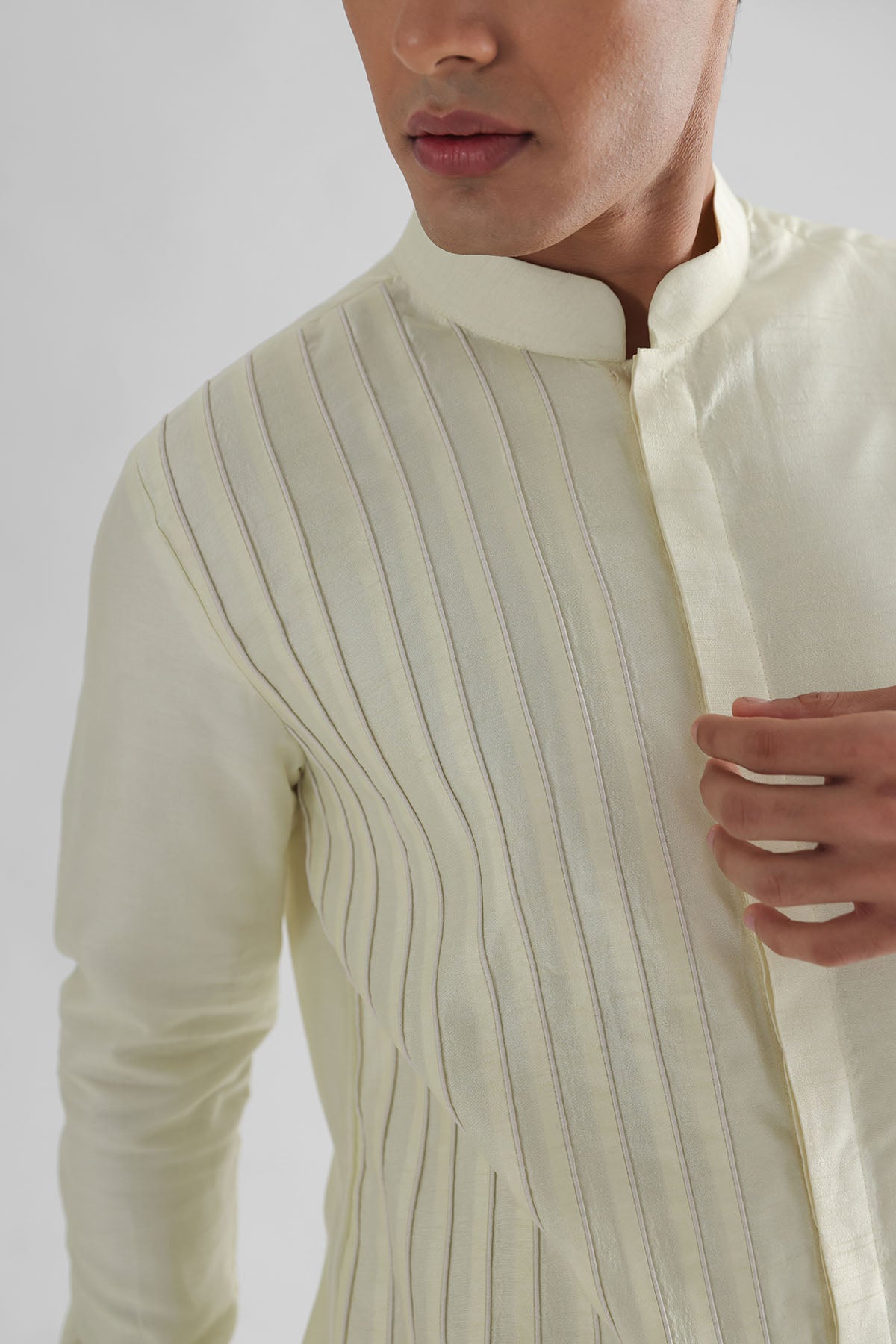 Yellow Cord Detailing Kurta Set