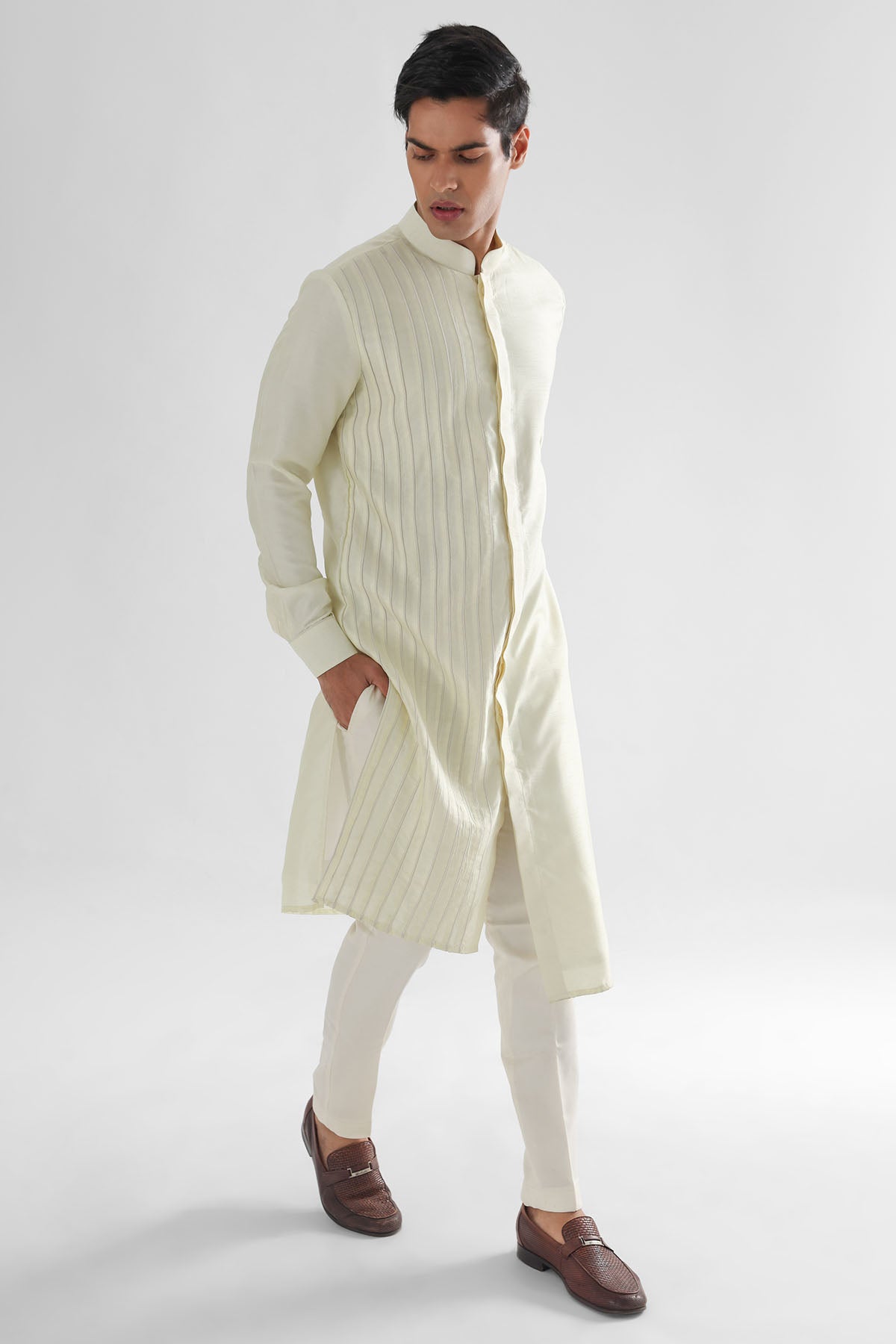 Yellow Cord Detailing Kurta Set