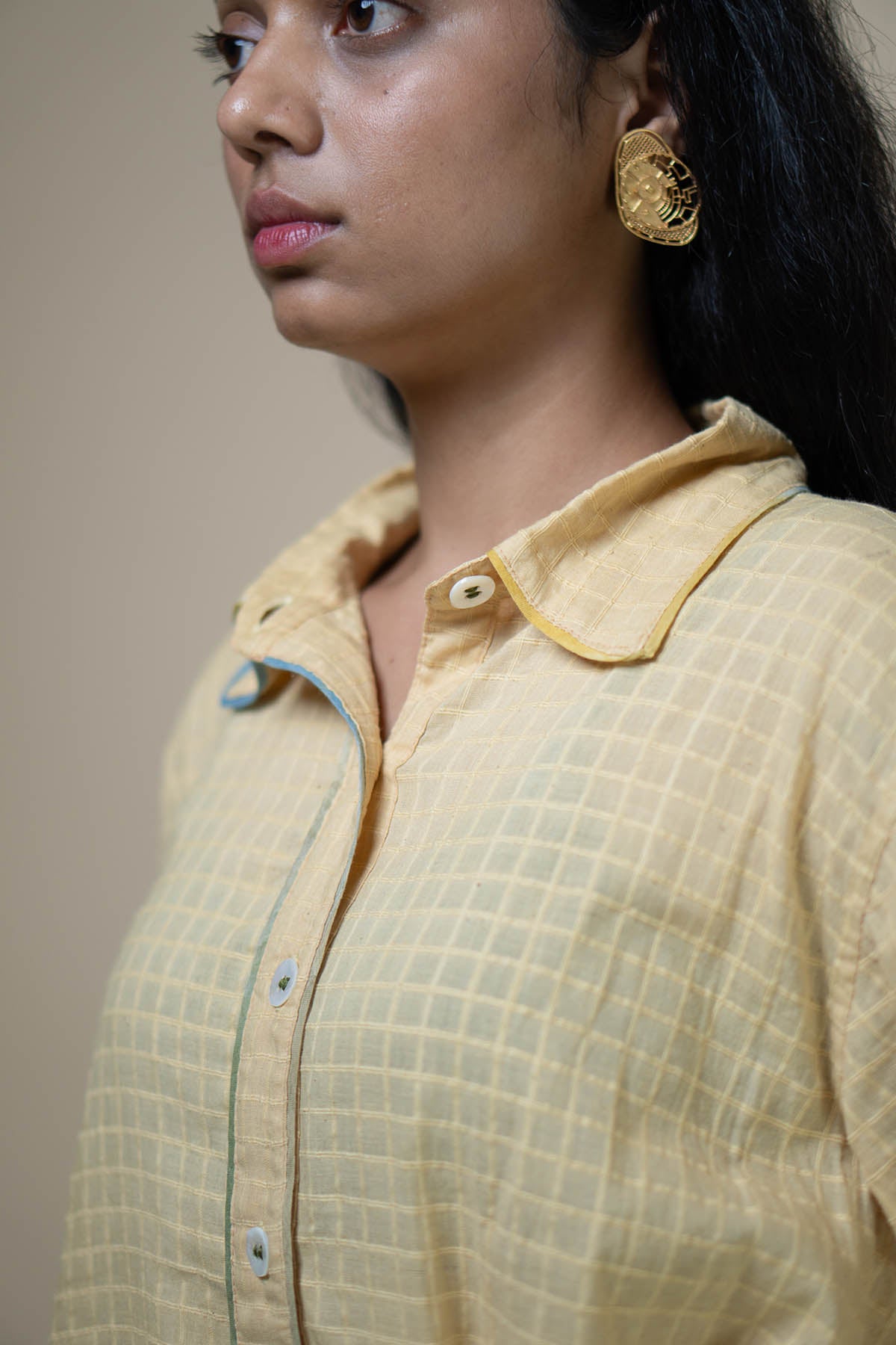 Yellow Cotton Angrakha Shirt
