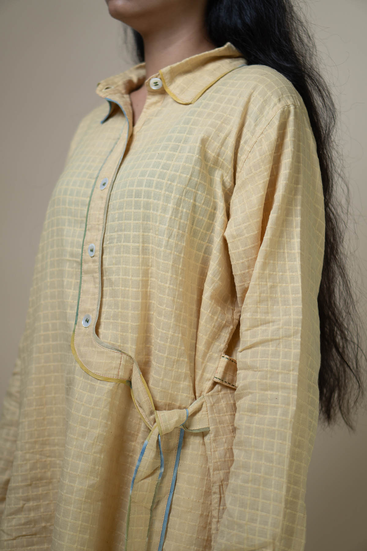 Yellow Cotton Angrakha Shirt