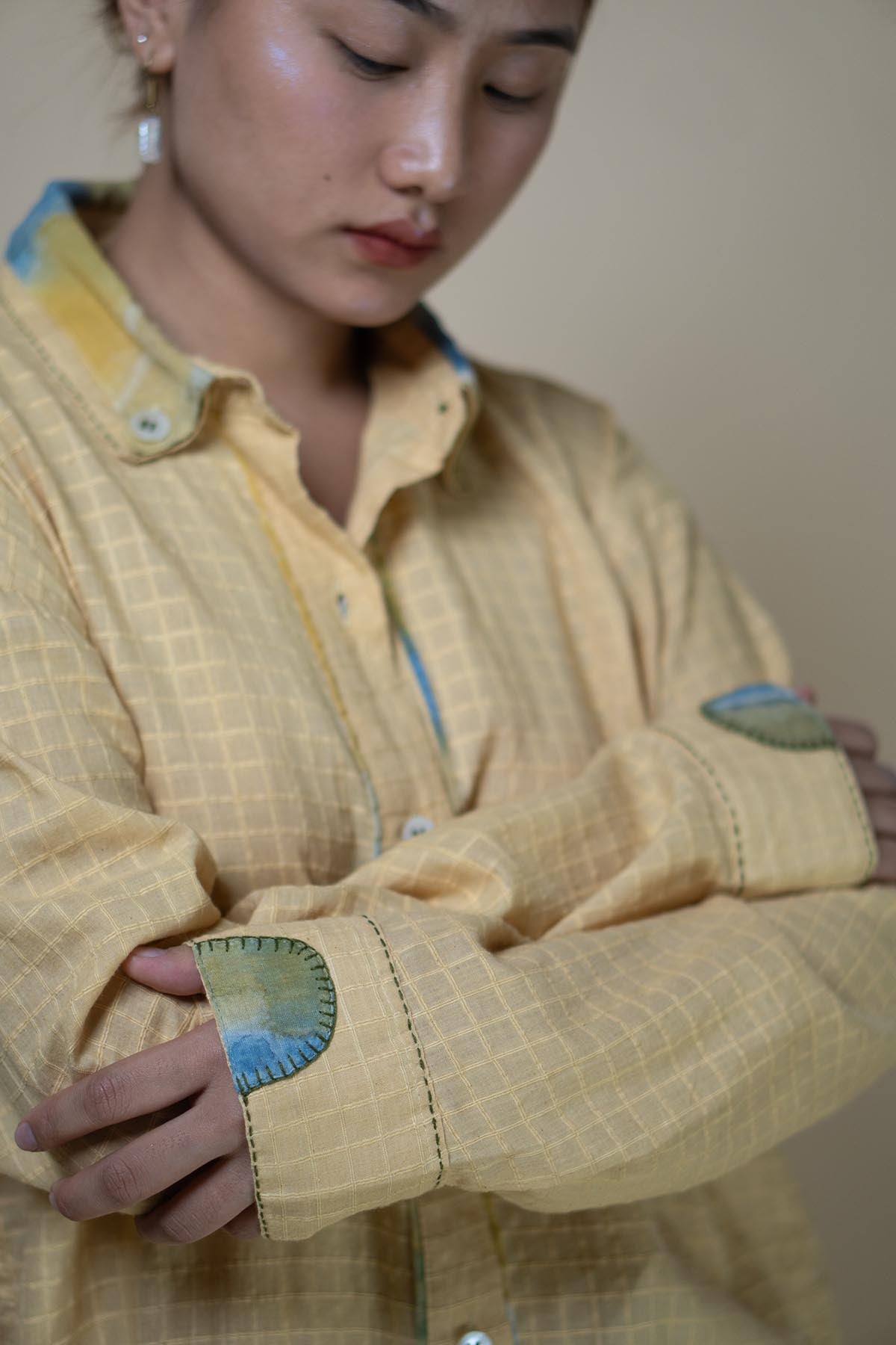 Yellow Cotton Checkered Shirt