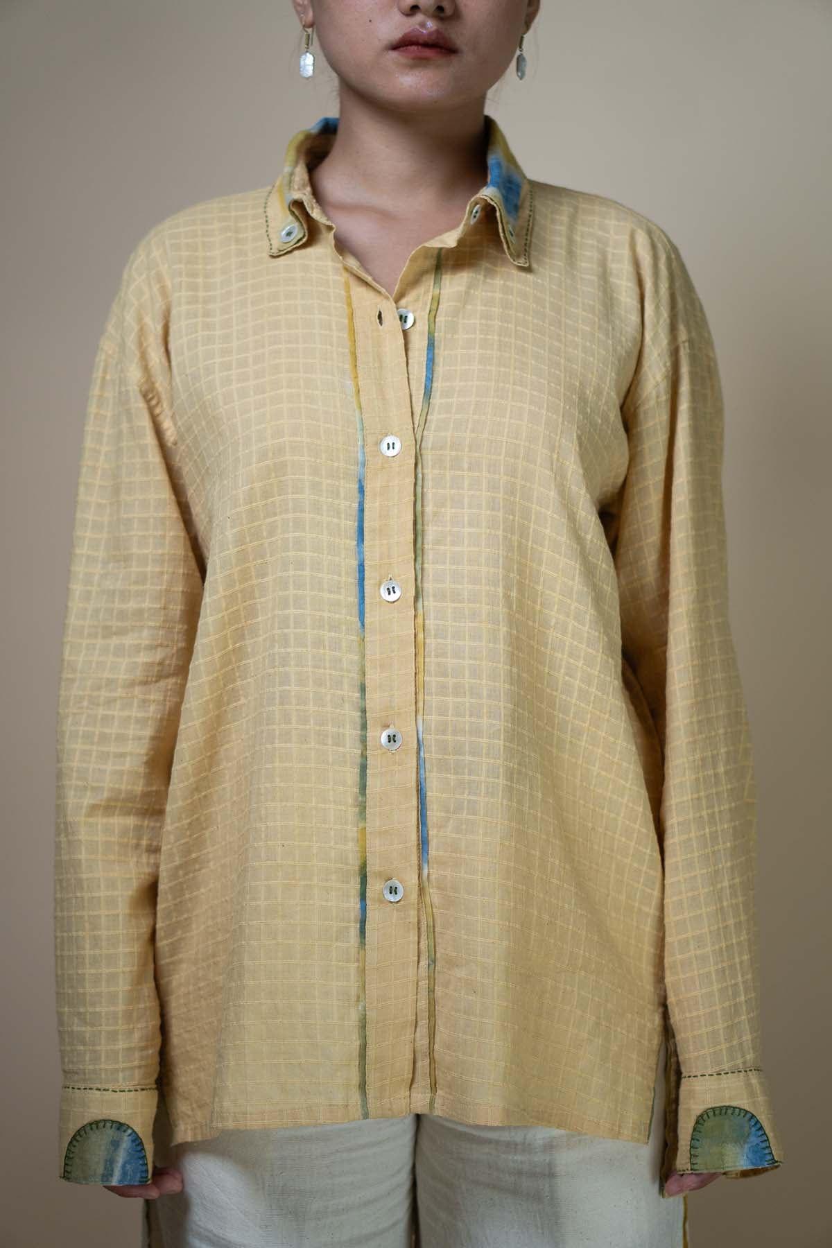 Buy Yellow Cotton Checkered Shirt by Lafaani for women online at ScrollnShops