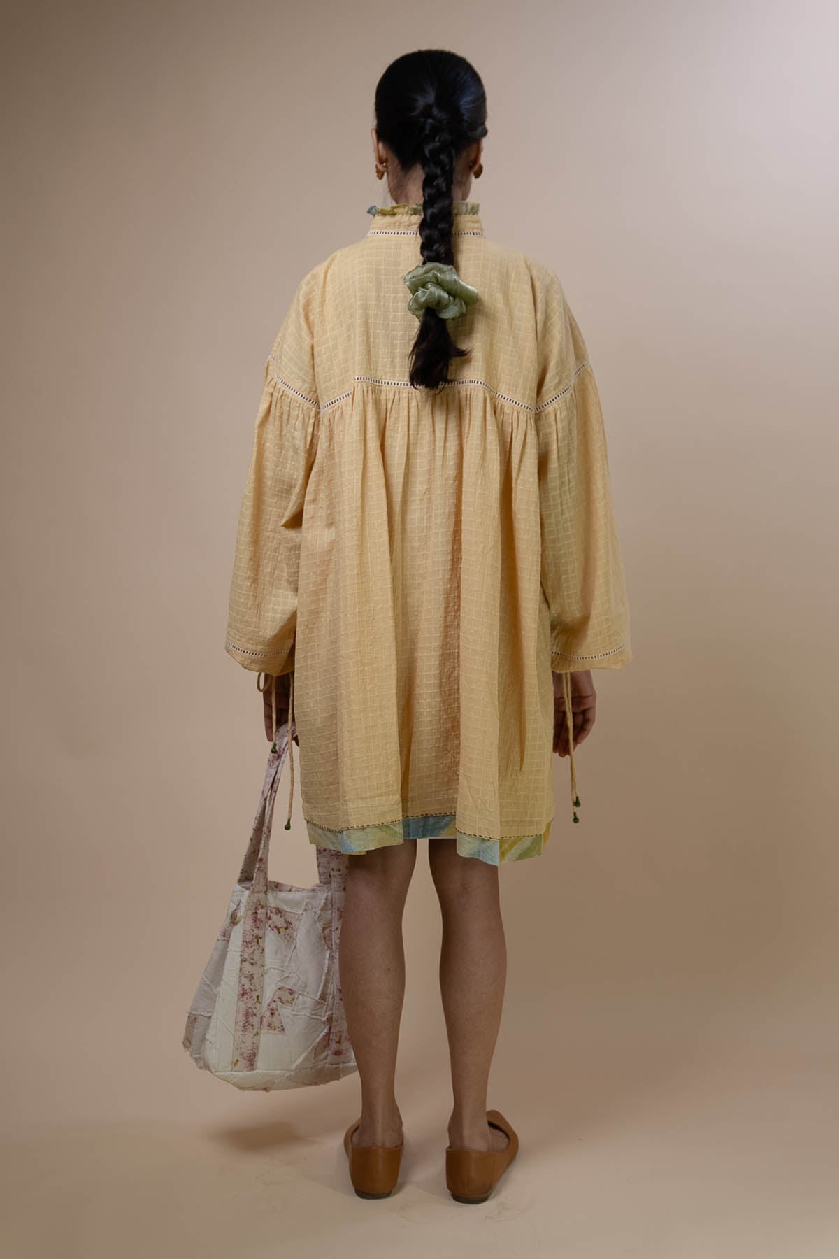 Yellow Cotton Gathered Dress