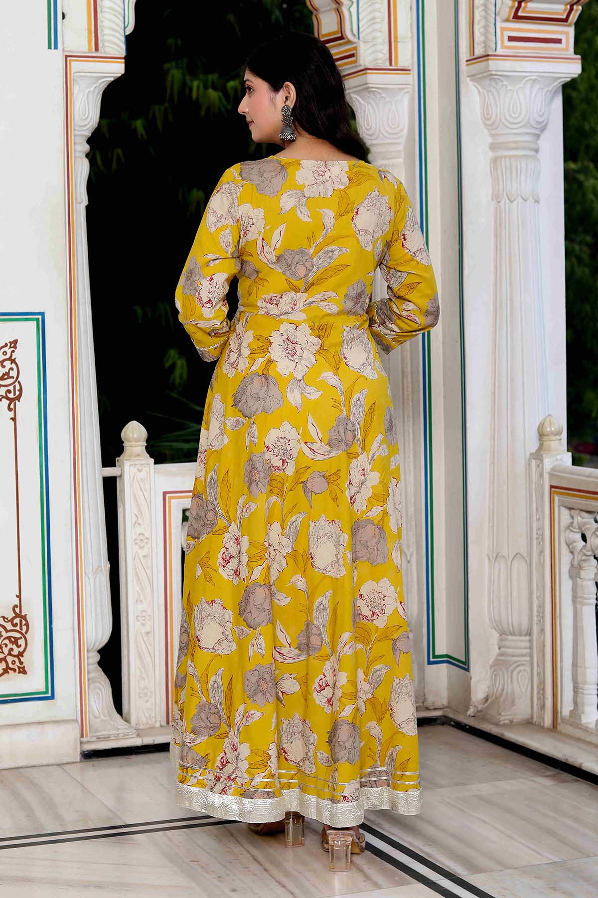 Yellow Cotton Gota Patti Kurta