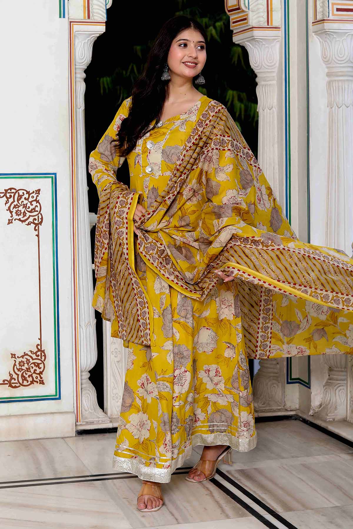 Yellow Cotton Kurta & Dupatta
