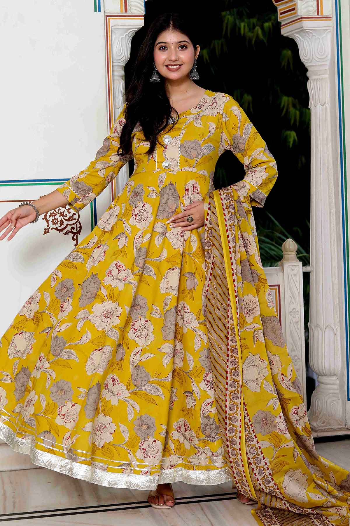 Yellow Cotton Kurta & Dupatta