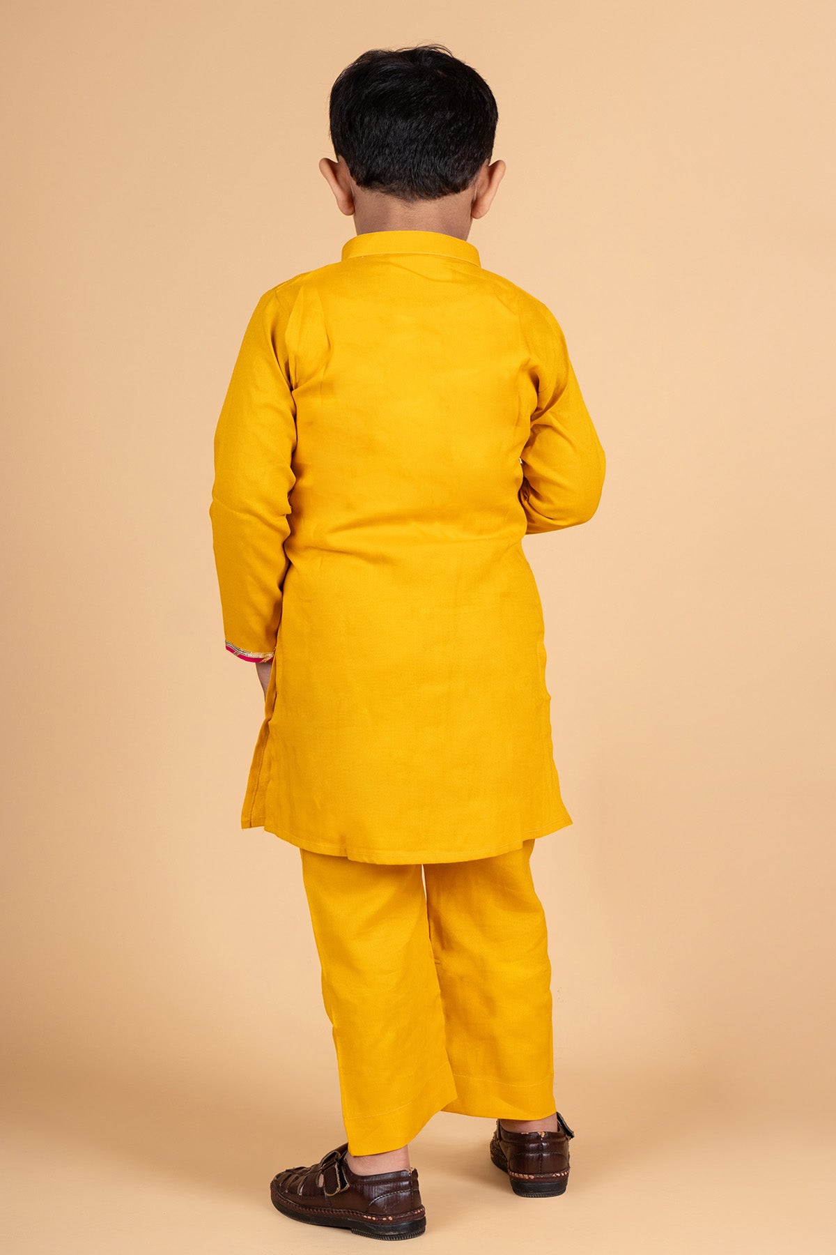 Yellow Cotton Kurta & Pyjama