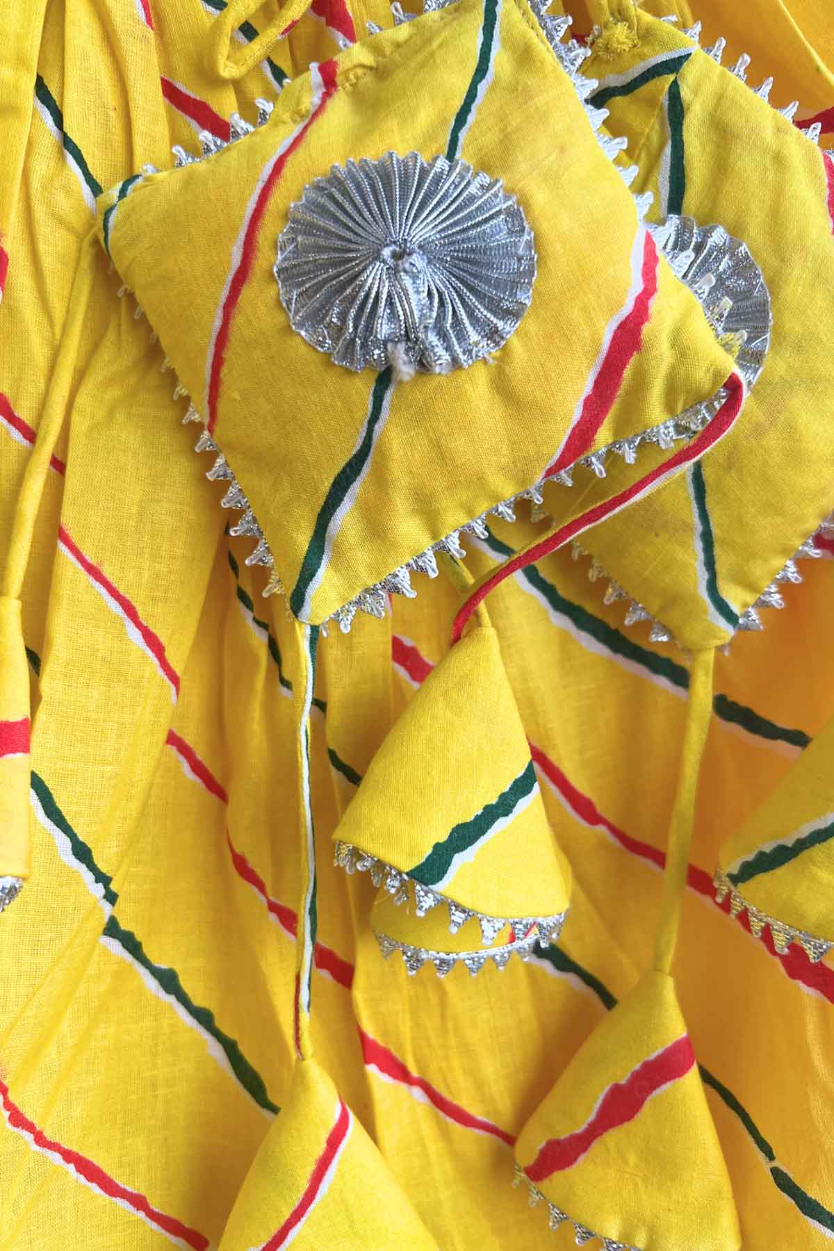 Yellow Cotton Print Lehenga Set