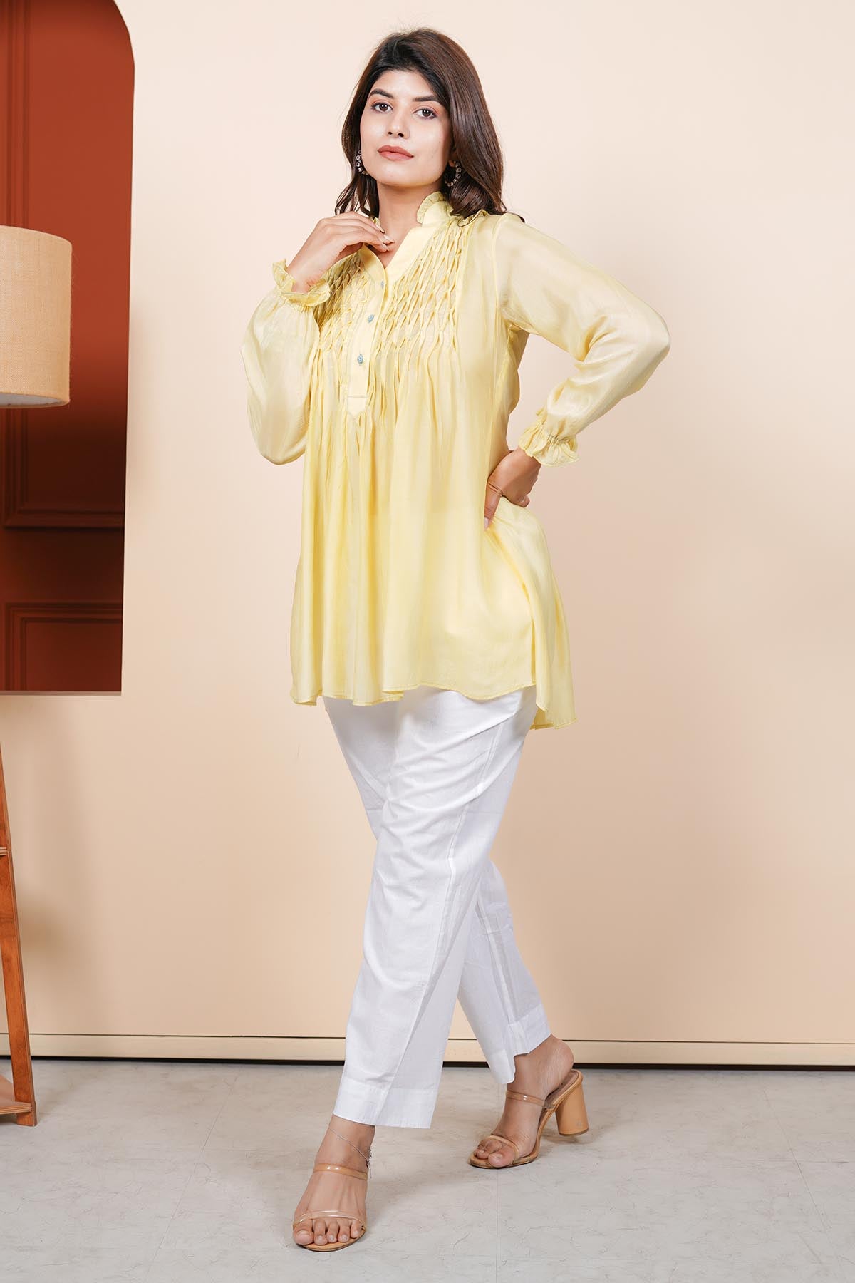 Yellow Cotton Silk Fusion Set