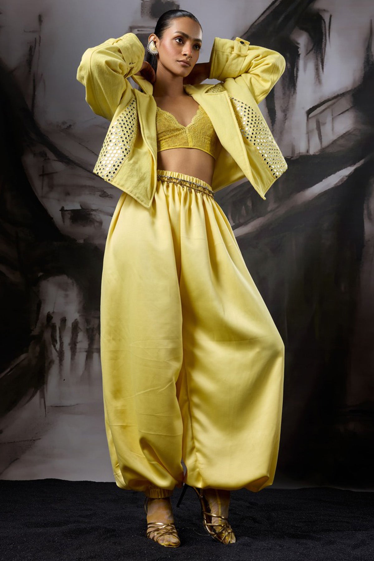 Yellow Cotton V Neck Bralette