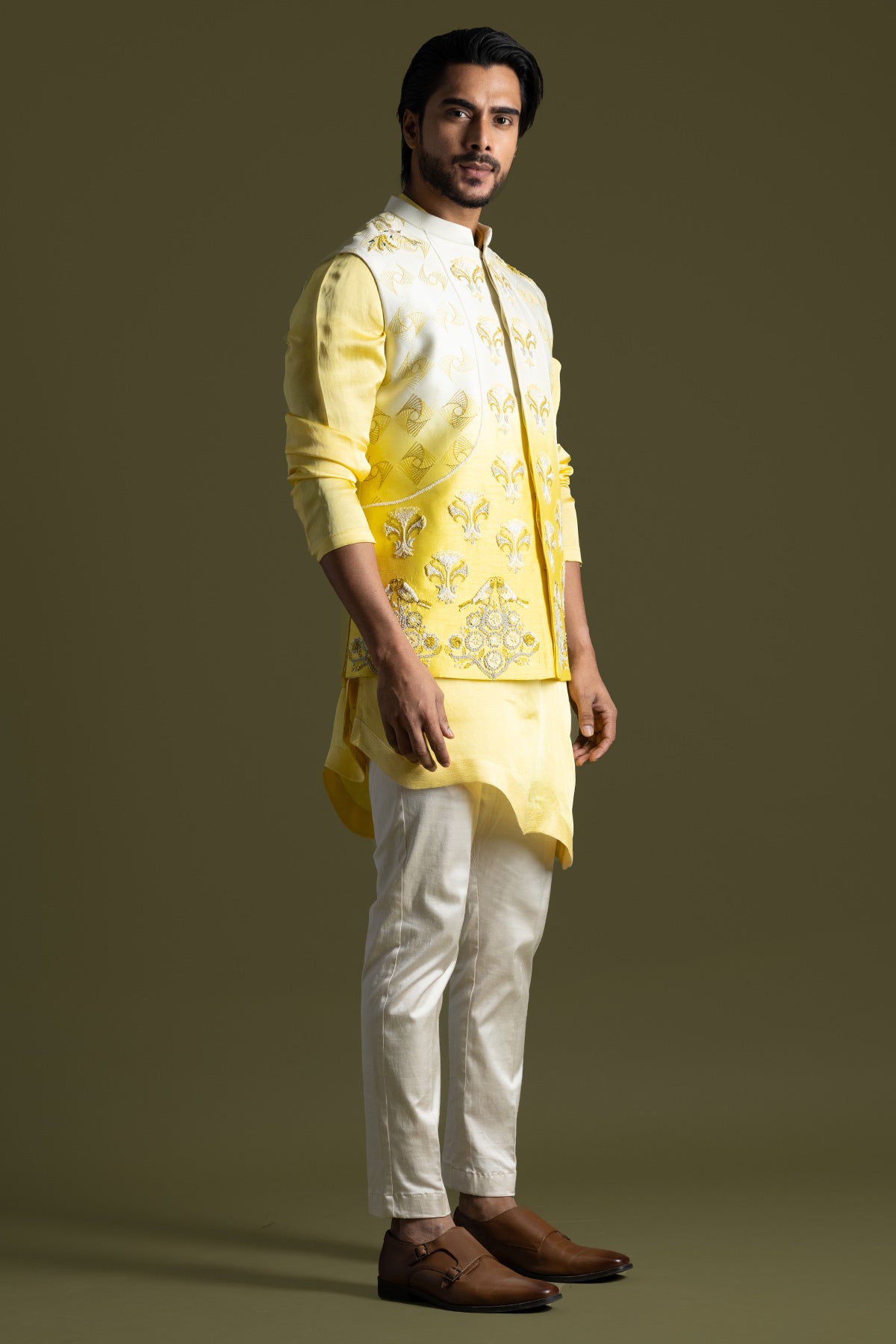 Yellow Cream Shaded Kurta Set