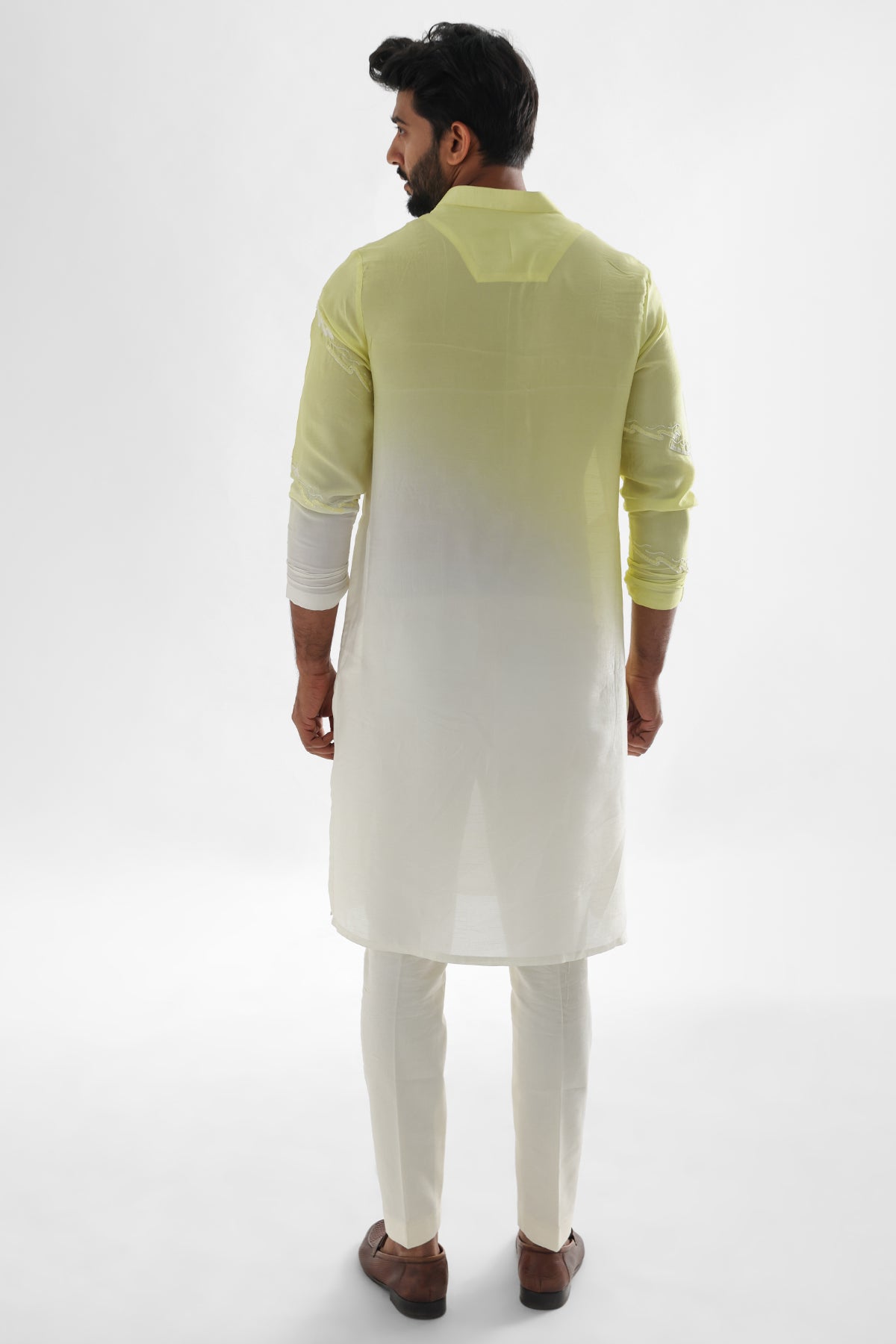 Yellow Cream Thread Kurta Set
