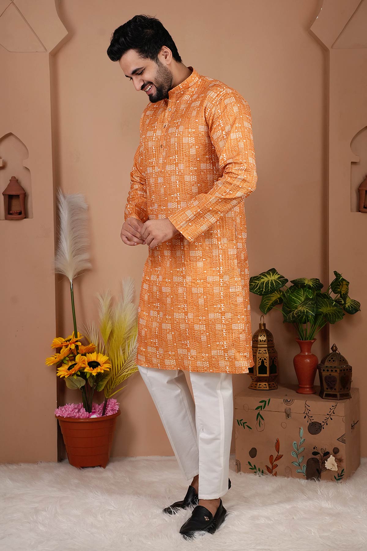 Yellow Crochet Bandhani Kurta