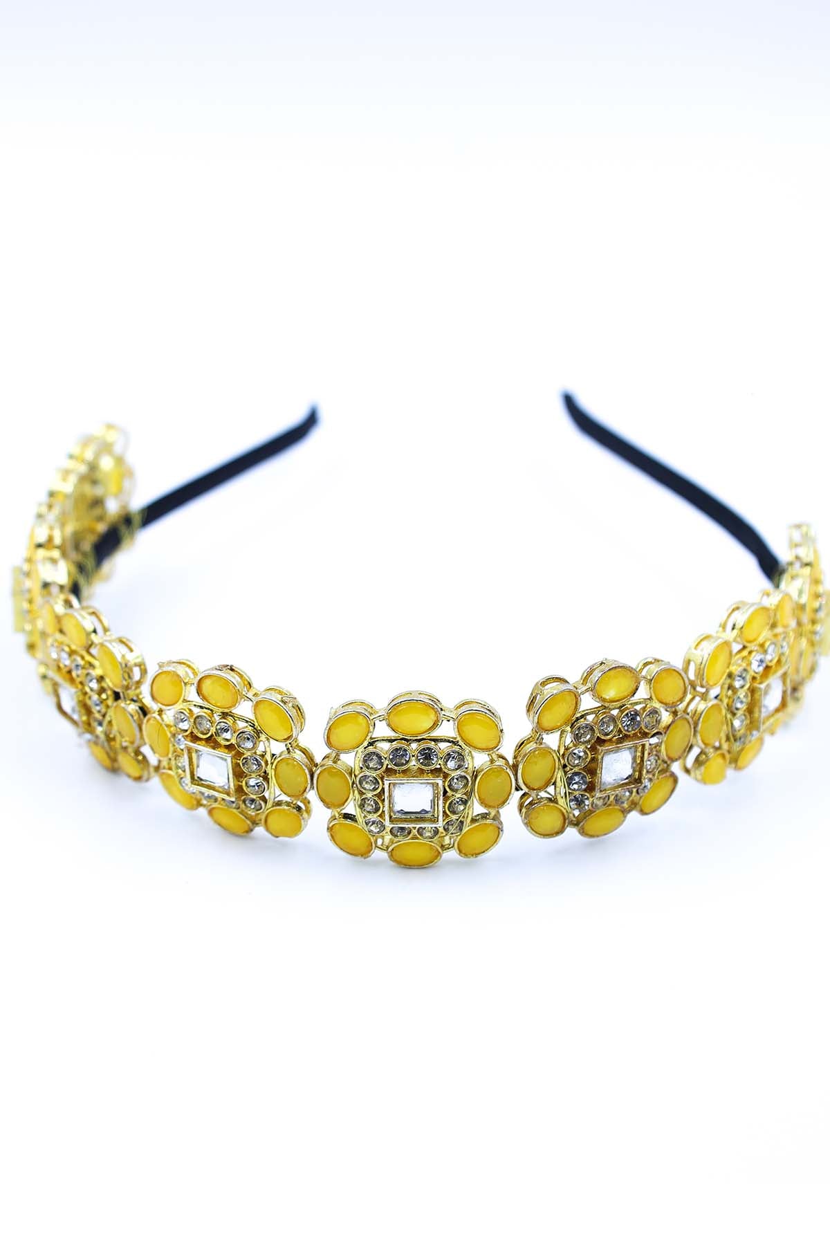 Yellow Crystal Carved Hairband