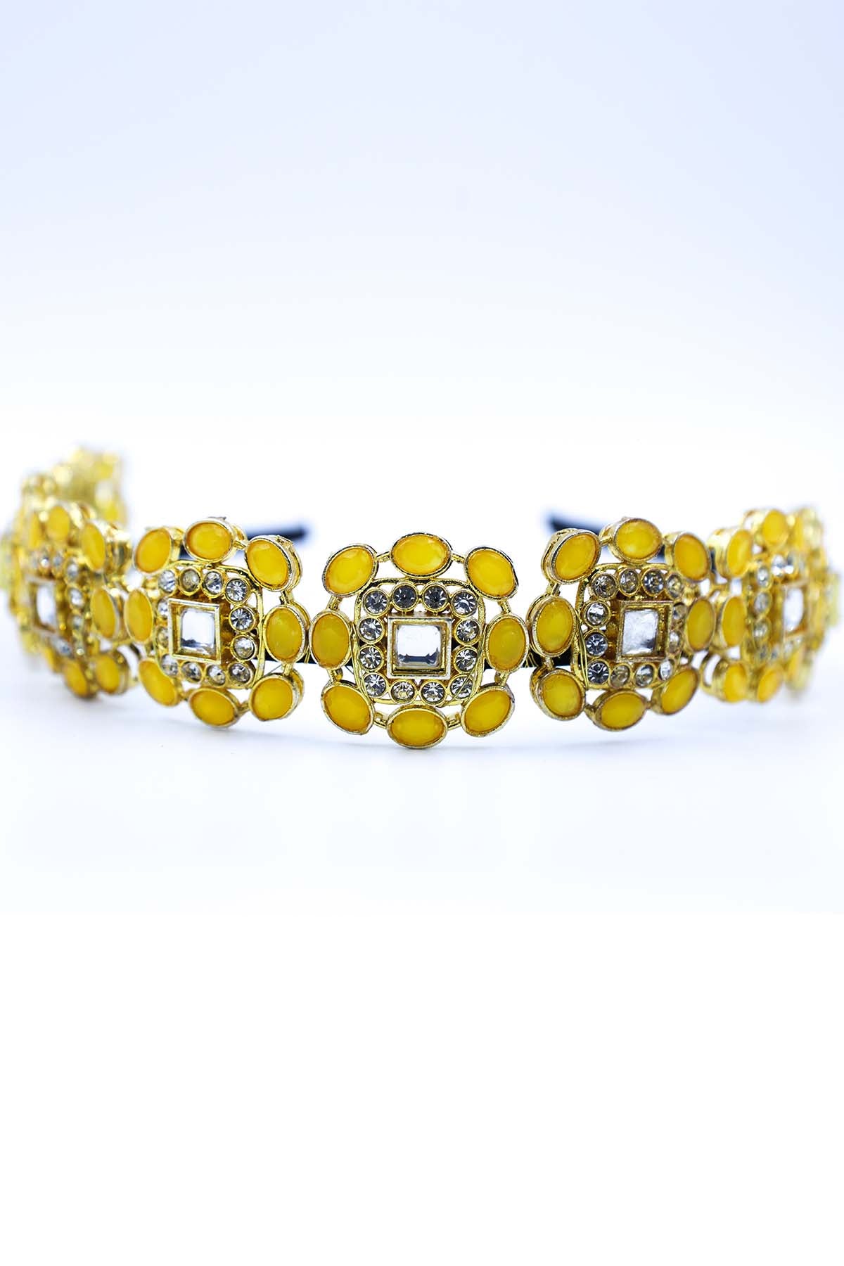Yellow Crystal Carved Hairband