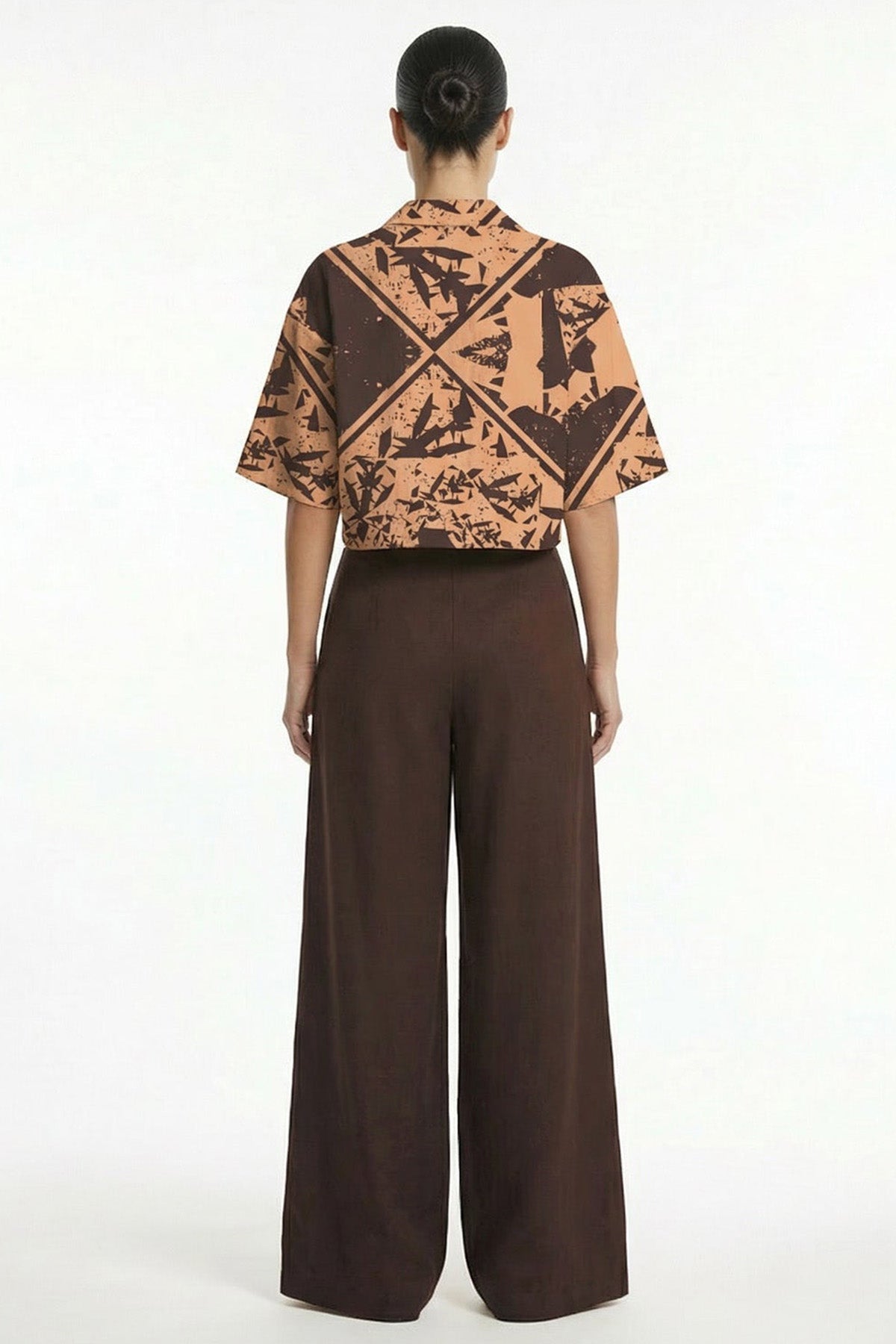 Yellow Cuban Collar Crop Shirt