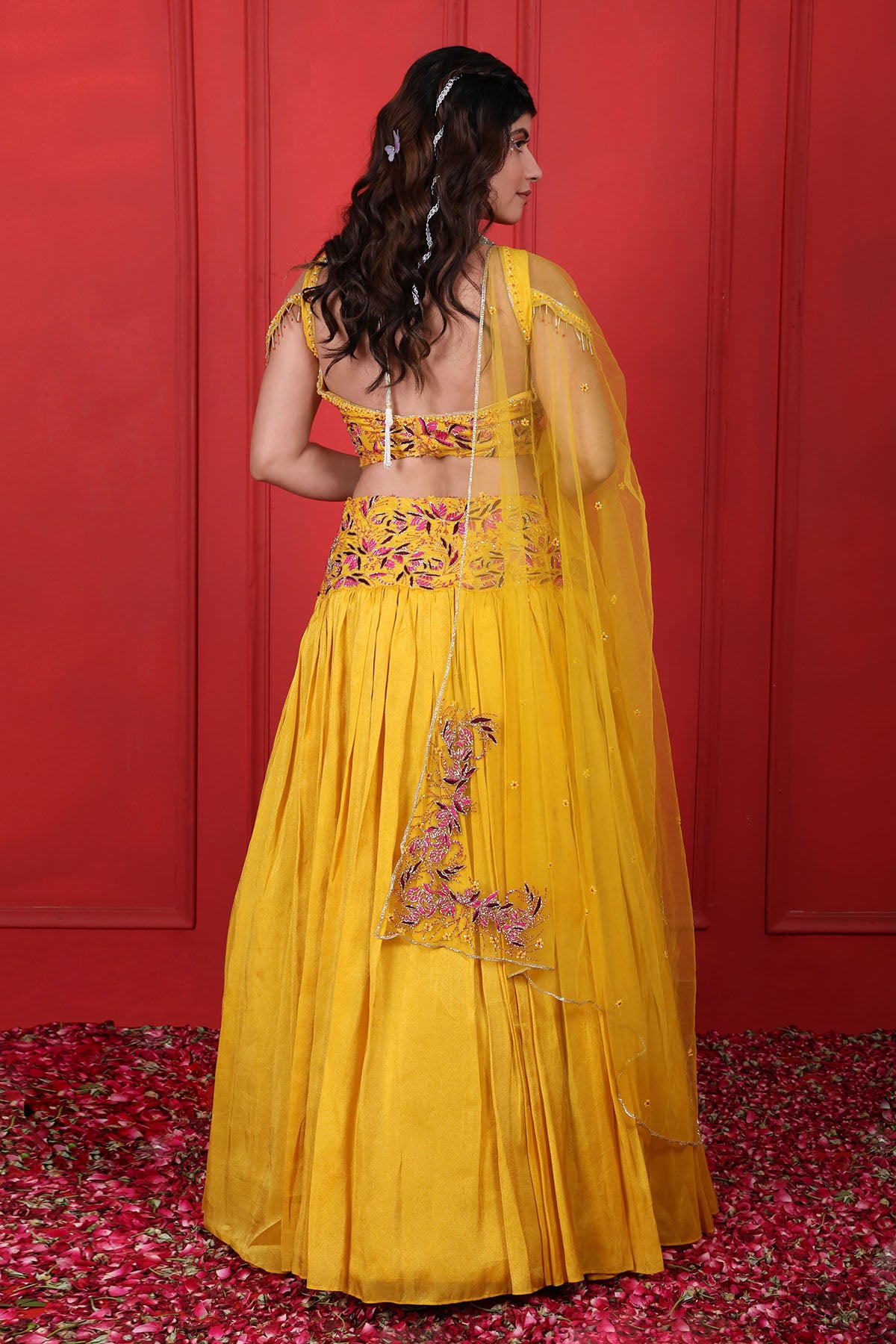 Yellow Cutdana Work Lehenga Set
