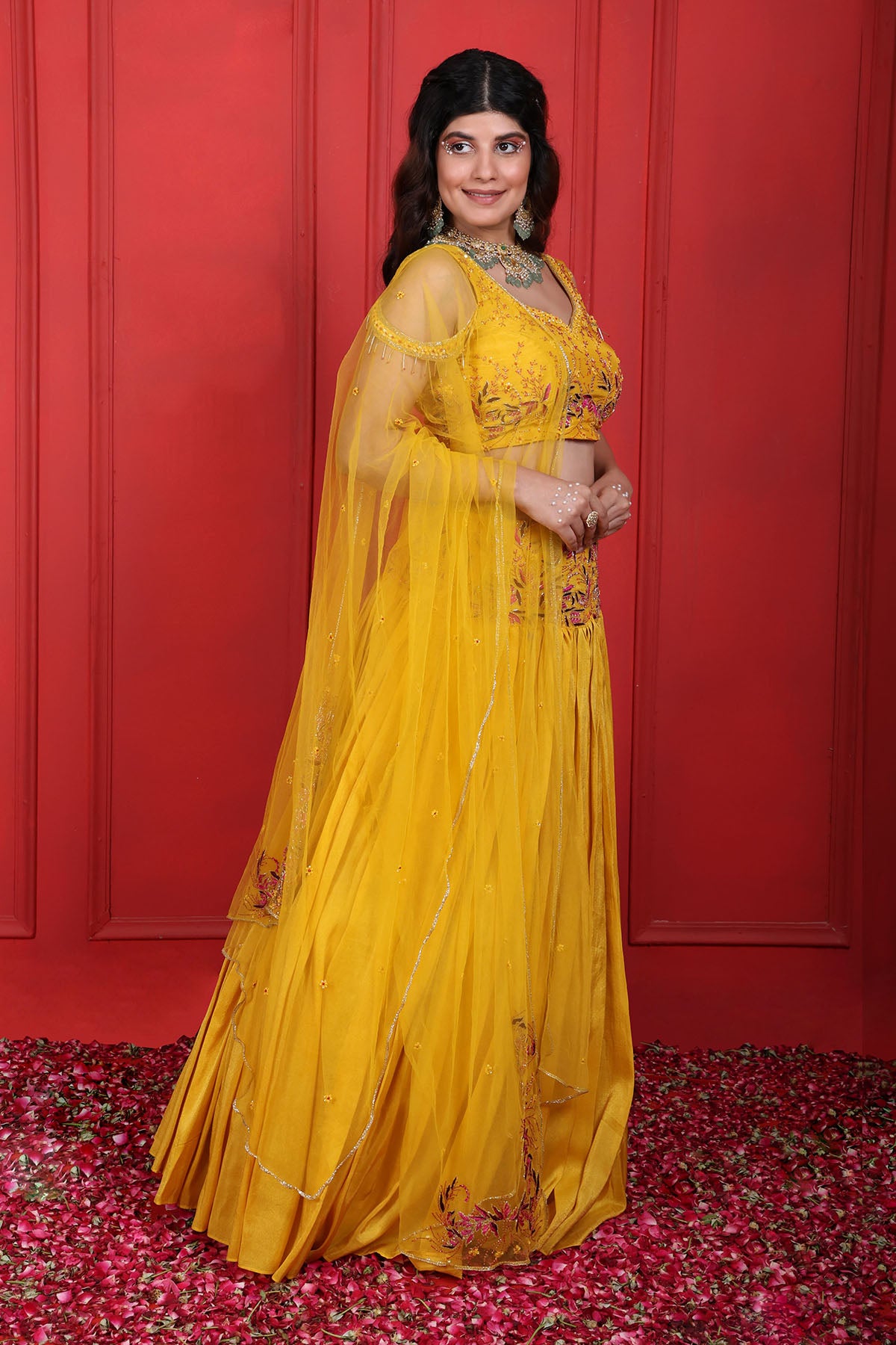 Yellow Cutdana Work Lehenga Set