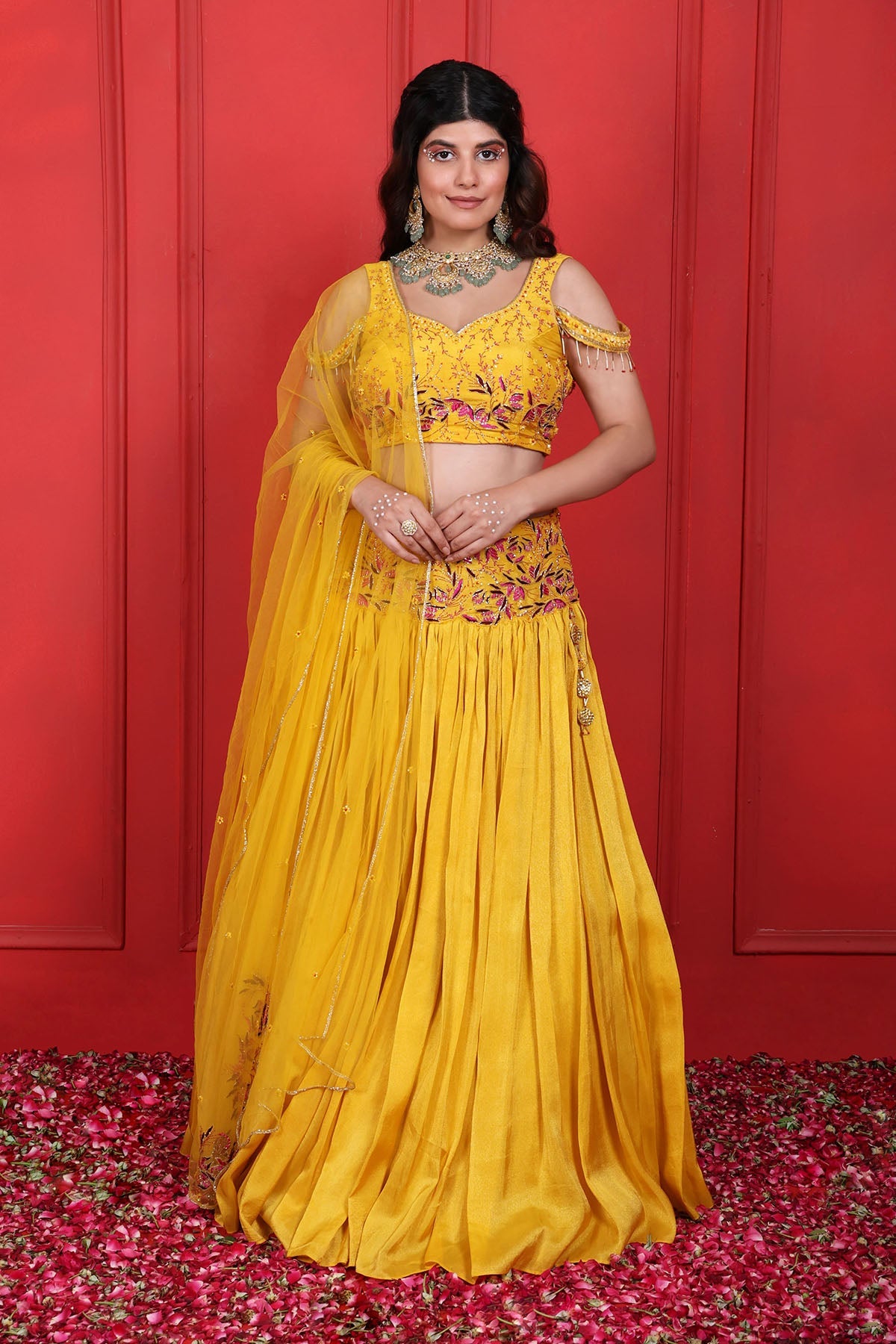 Buy Yellow Cutdana Work Lehenga Set by Namita Sharma for women online at ScrollnShops
