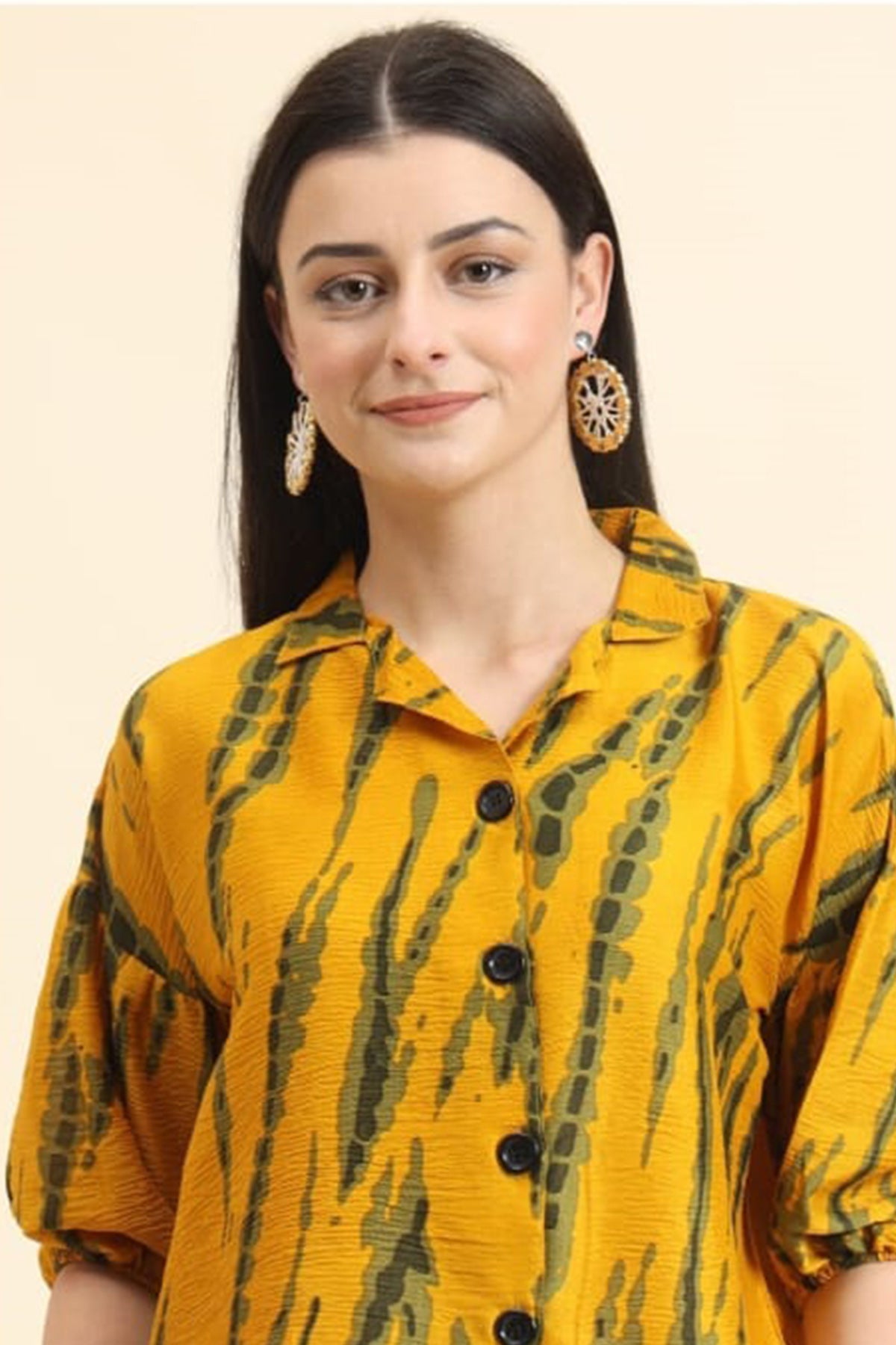 Yellow Delta Print Collar Shirt