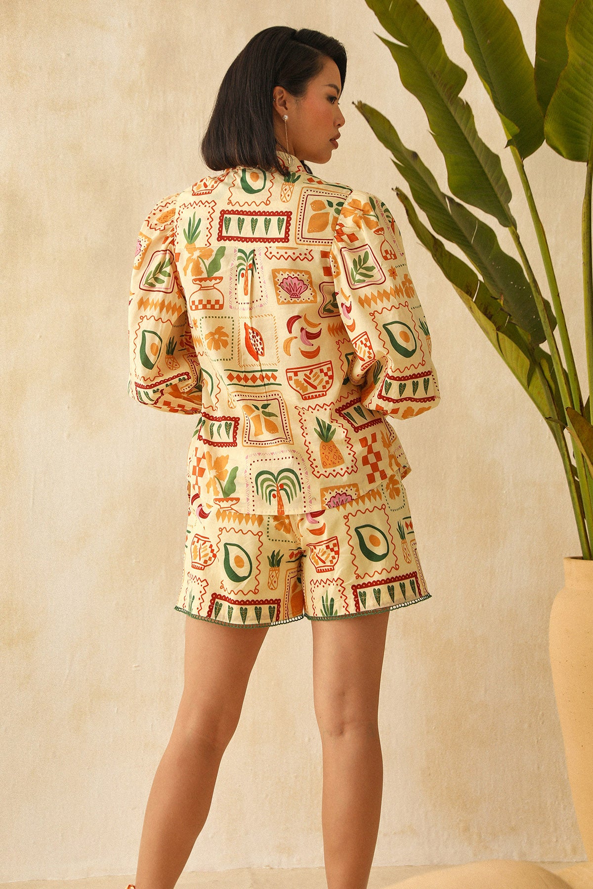 Yellow Digital Fun Print Shorts