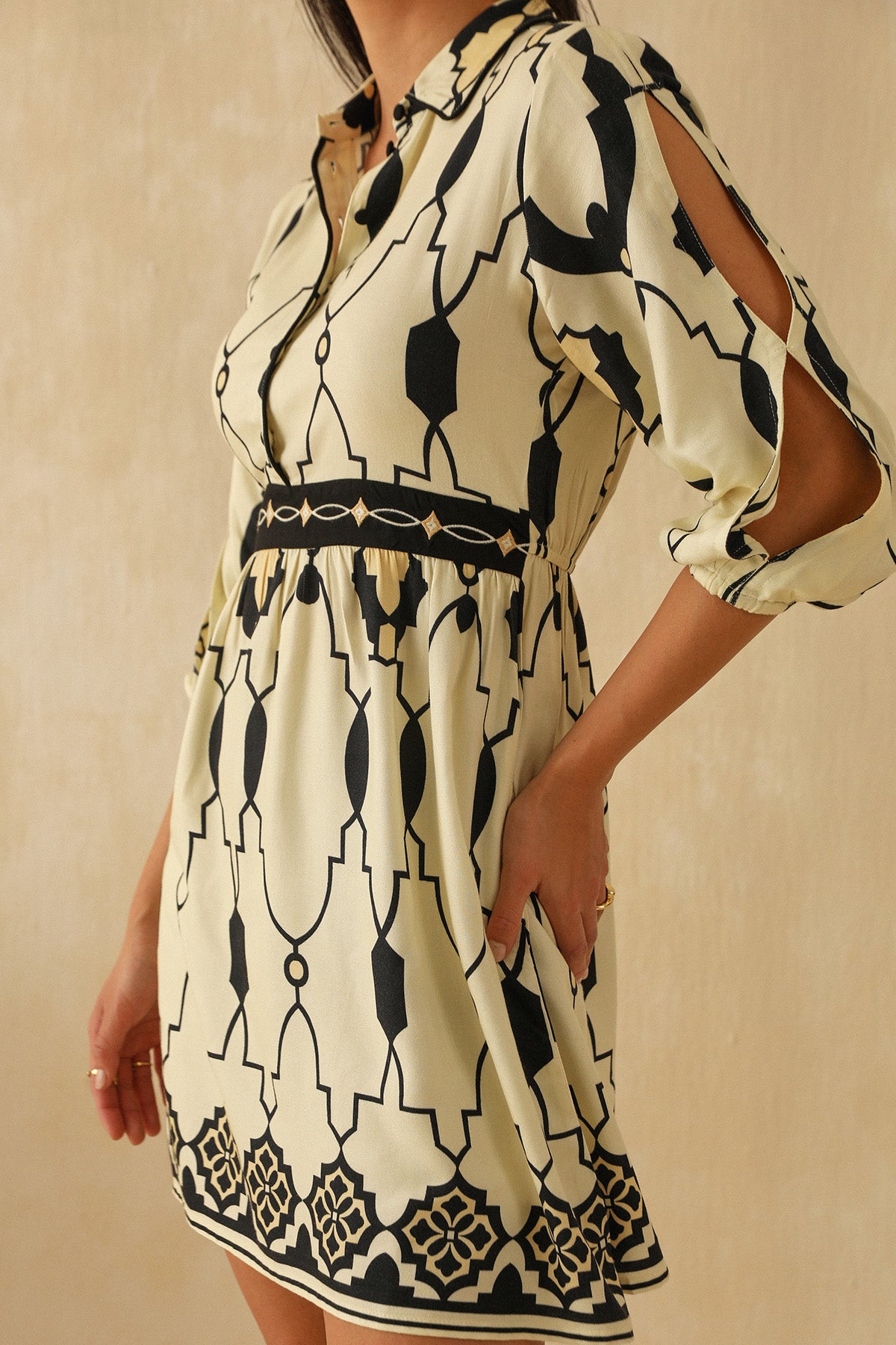 Yellow Digital Print Mini Dress