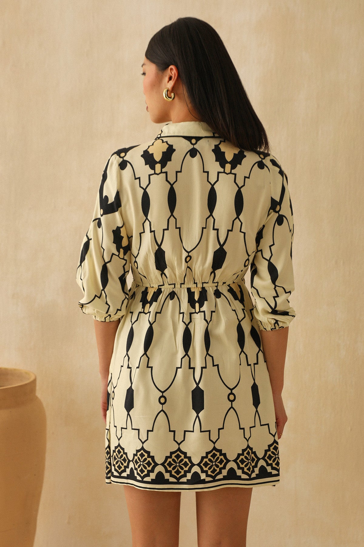 Yellow Digital Print Mini Dress