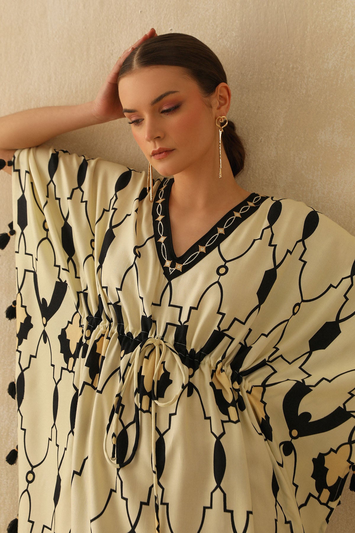 Yellow Digital Printed Kaftan