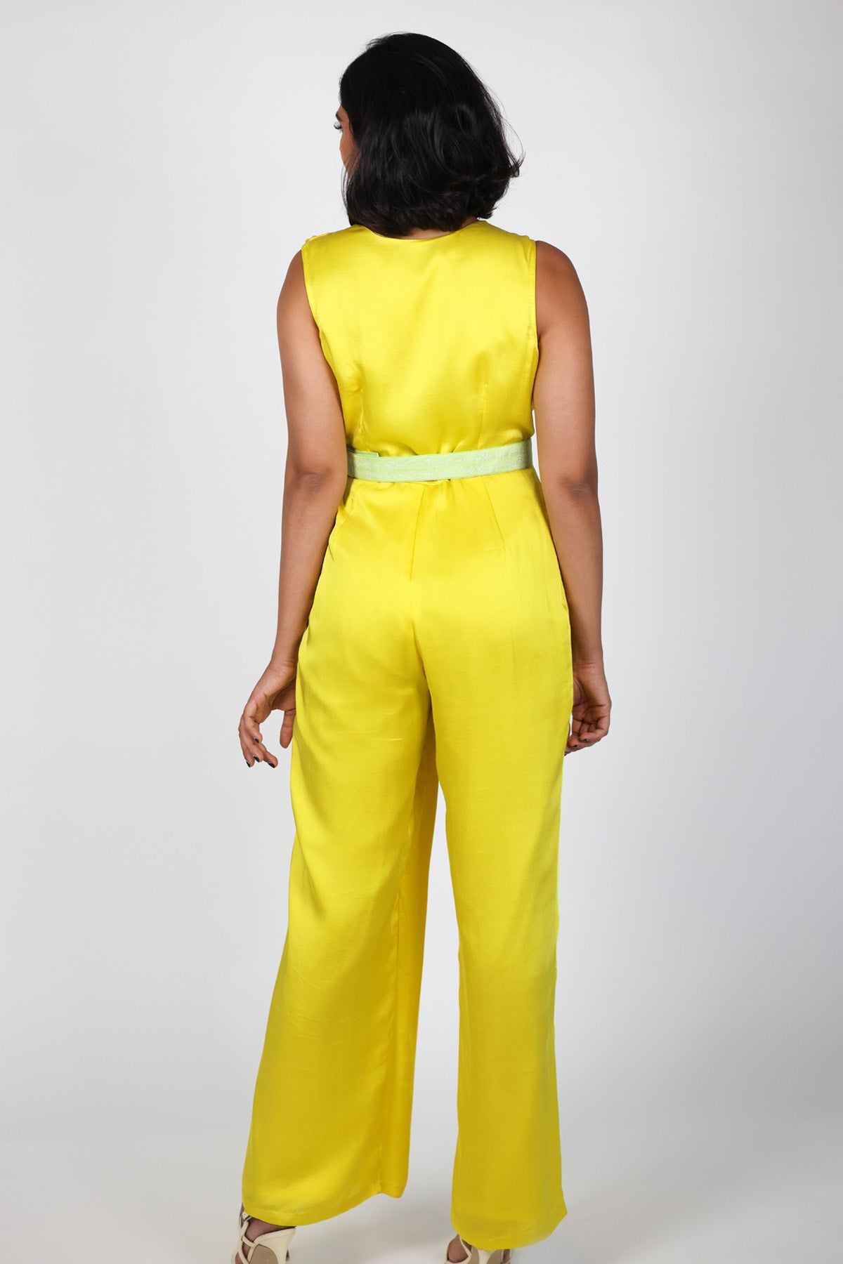 Yellow Drape Sleeveless Jumpsuit