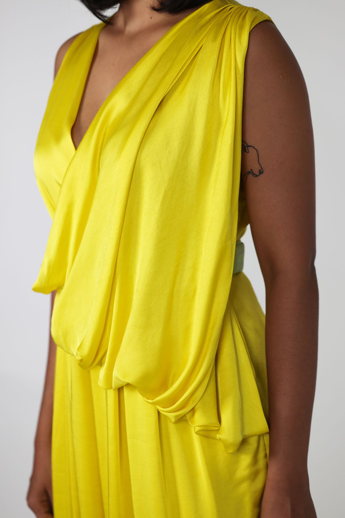 Yellow Drape Sleeveless Jumpsuit