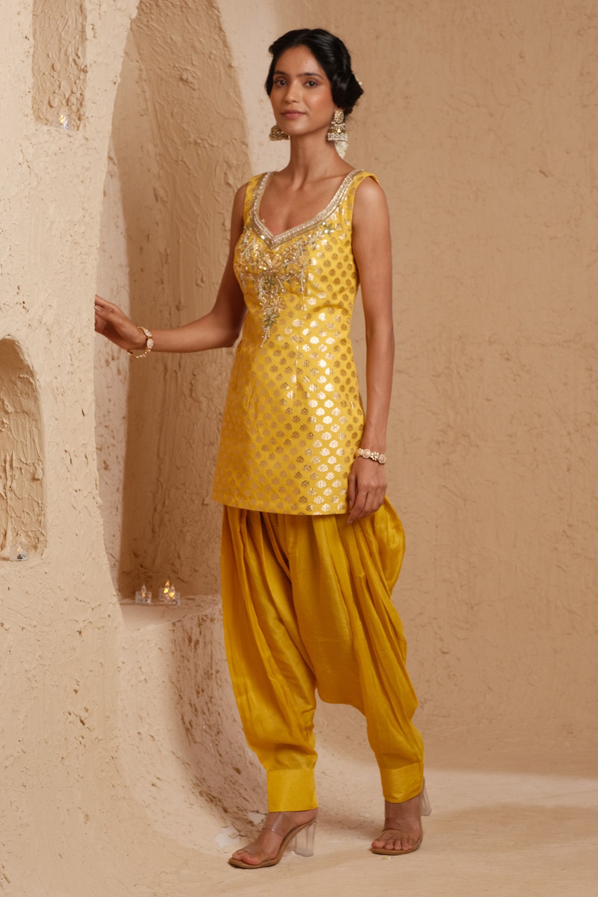 Yellow Draped Patiala Salwar Set