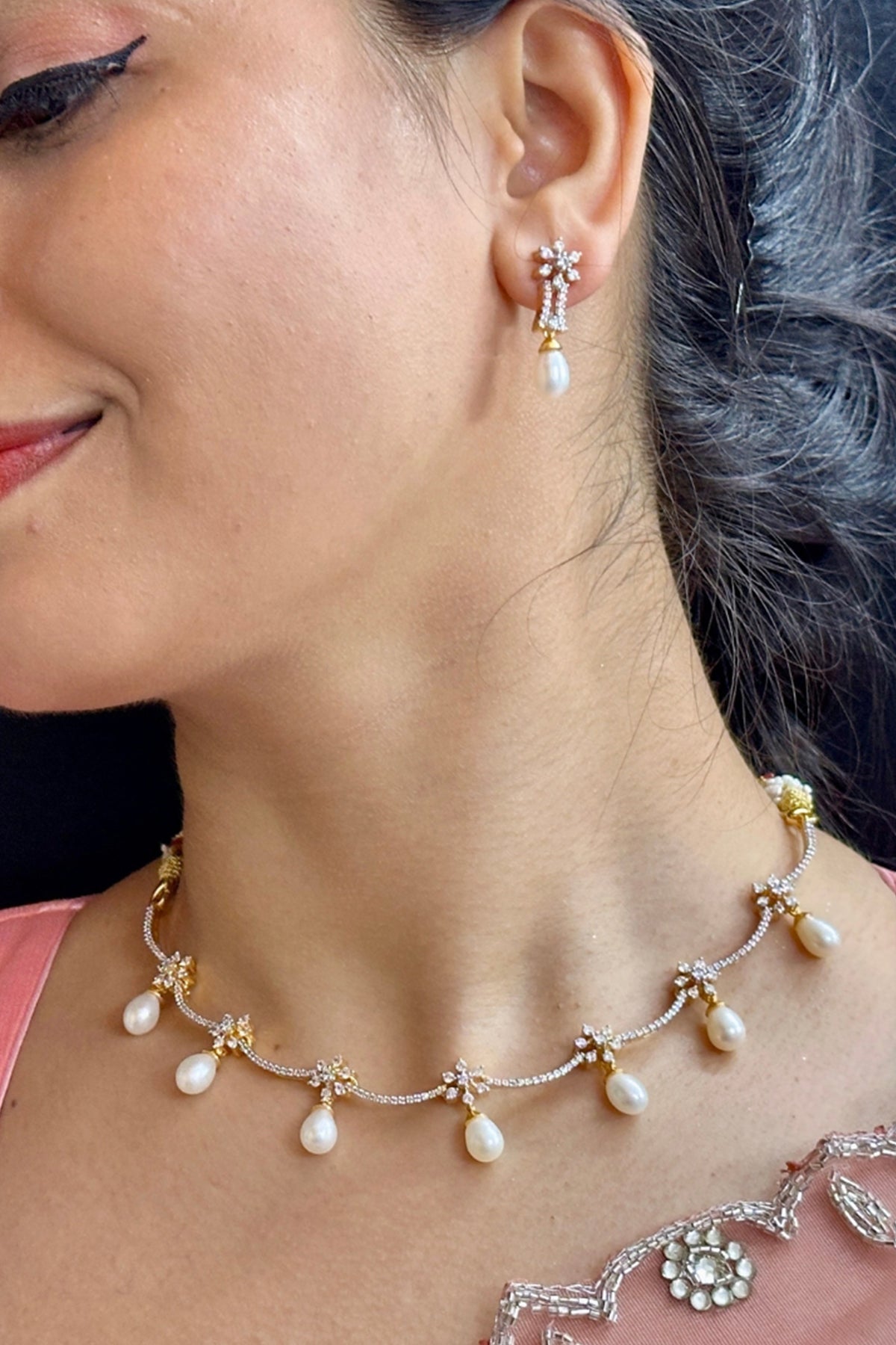 Buy Yellow Drop Pearl Jewellery Set for women by J Pearls online available at scrollnshops