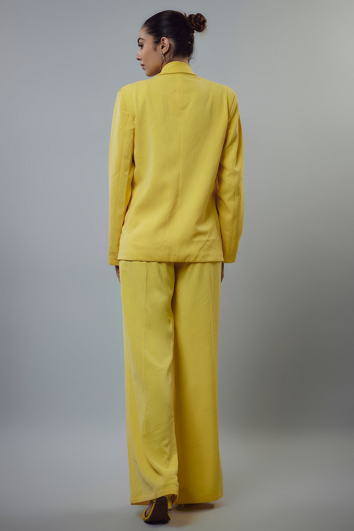 Yellow Embellished Blazer Set