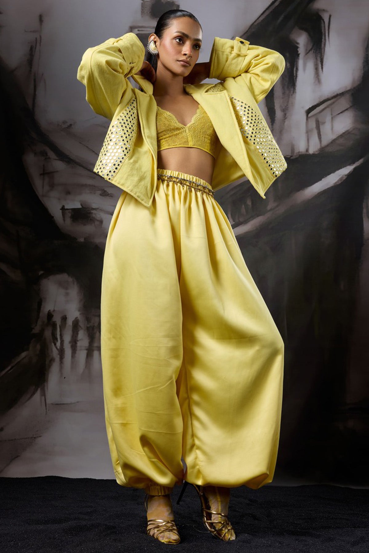 Yellow Embellished Short Jacket