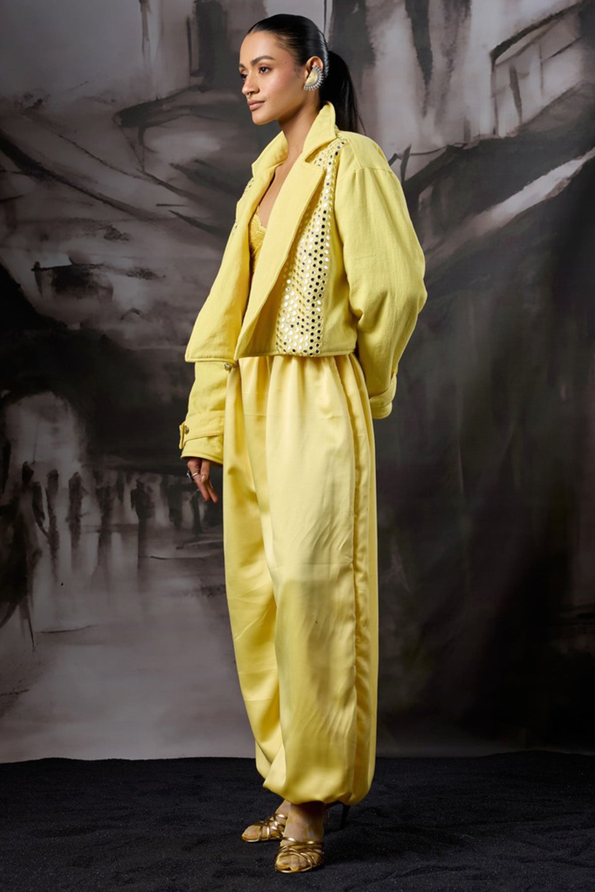 Yellow Embellished Short Jacket