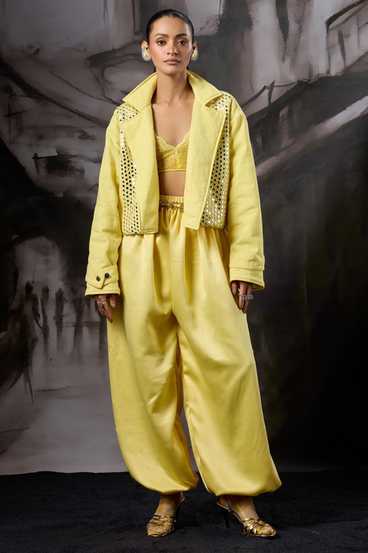 Buy Yellow Embellished Short Jacket for women by ADK online available at scrollnshops