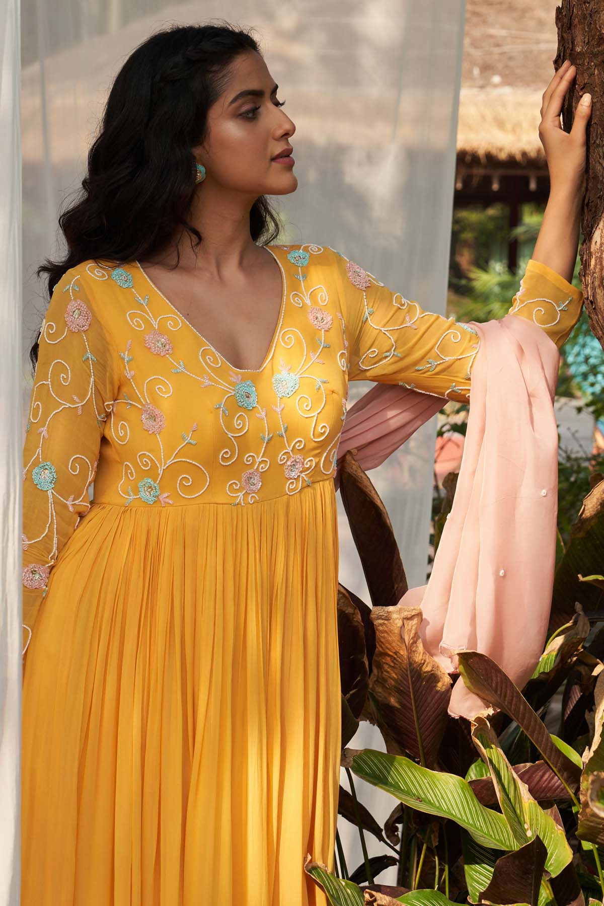 Yellow Georgette Anarkali Set
