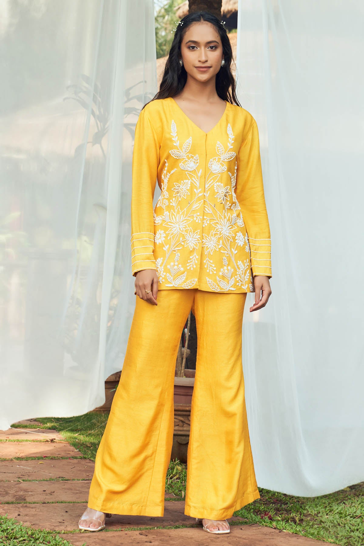 Yellow Embroidered Co-ord Set