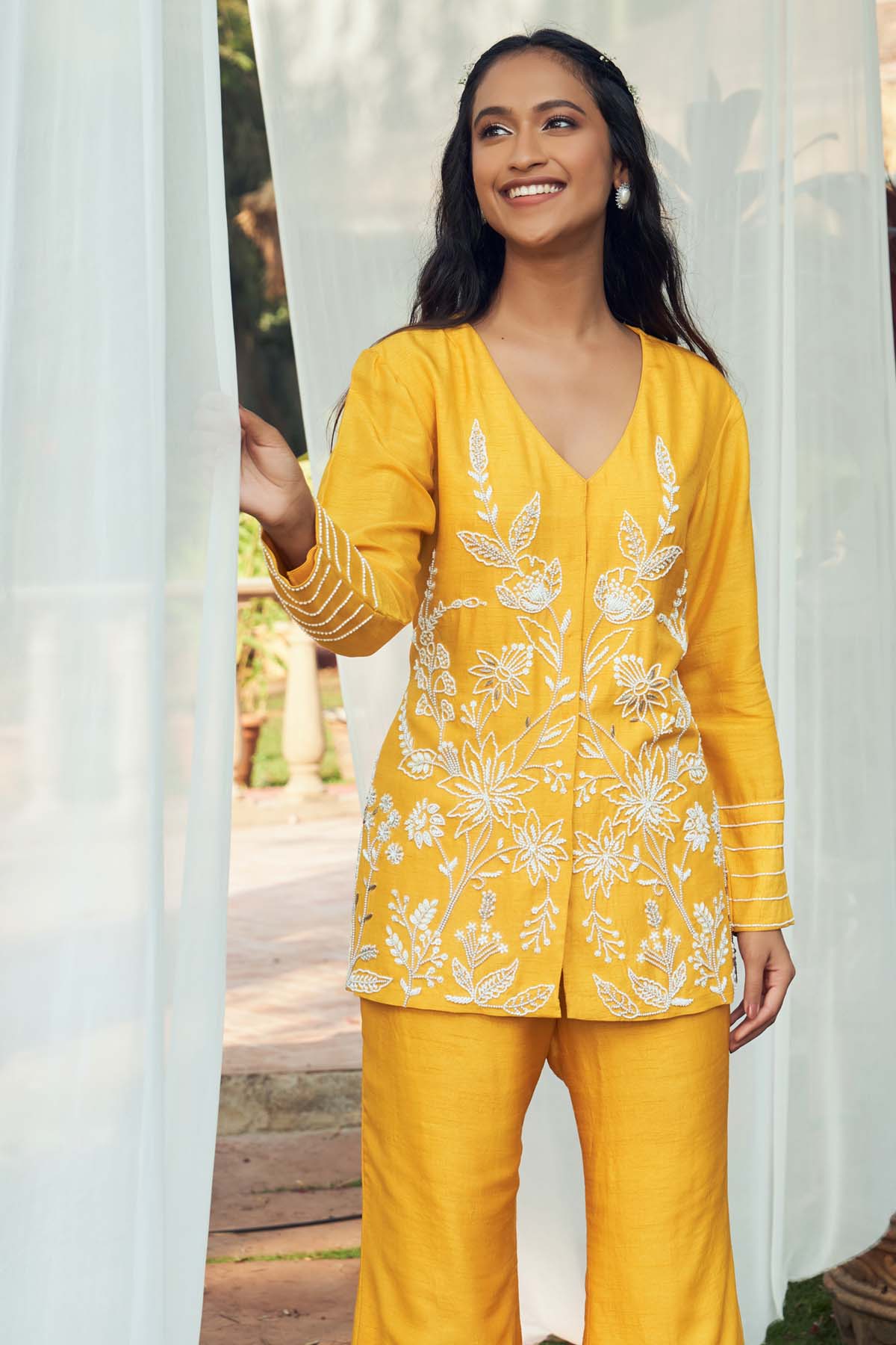 Yellow Embroidered Co-ord Set