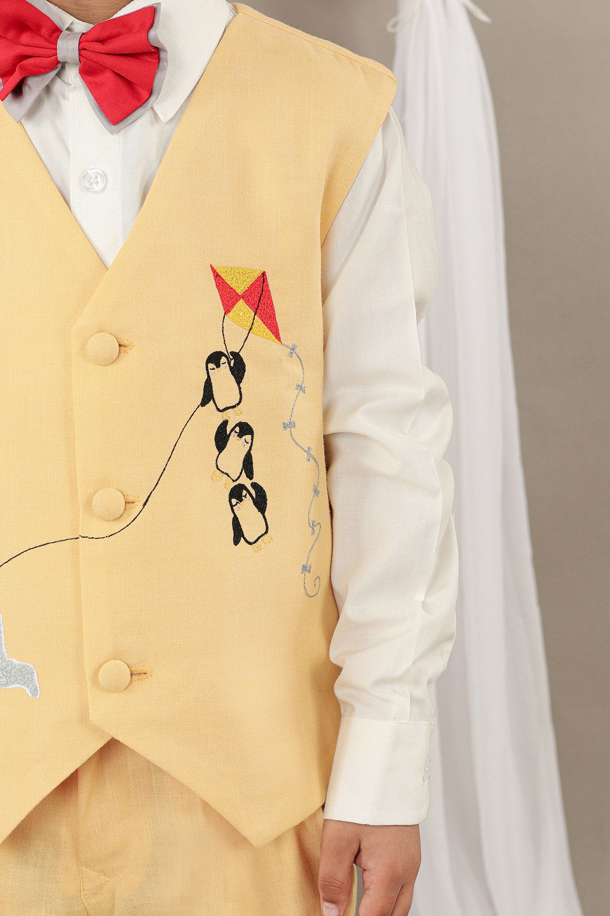 Yellow Embroidered Coat Set