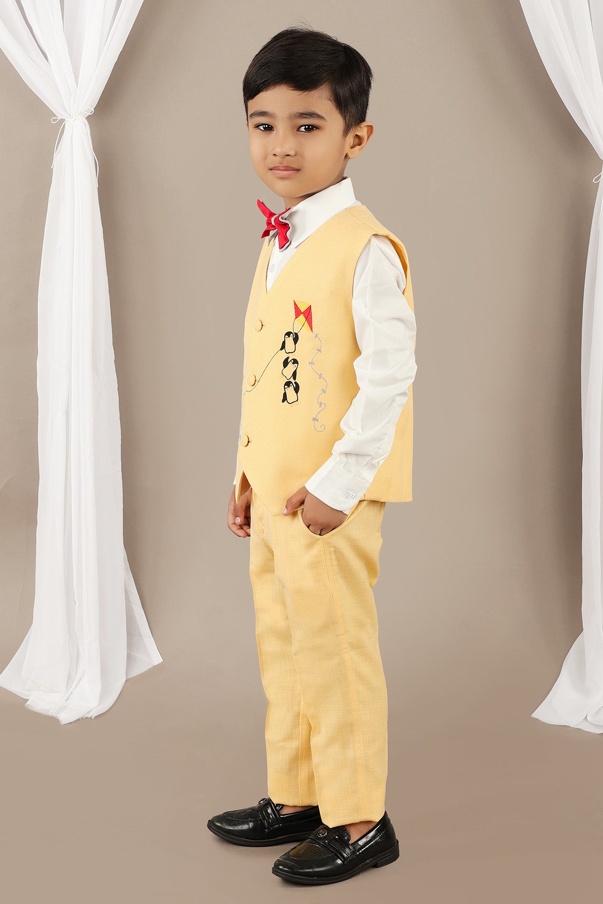 Yellow Embroidered Coat Set