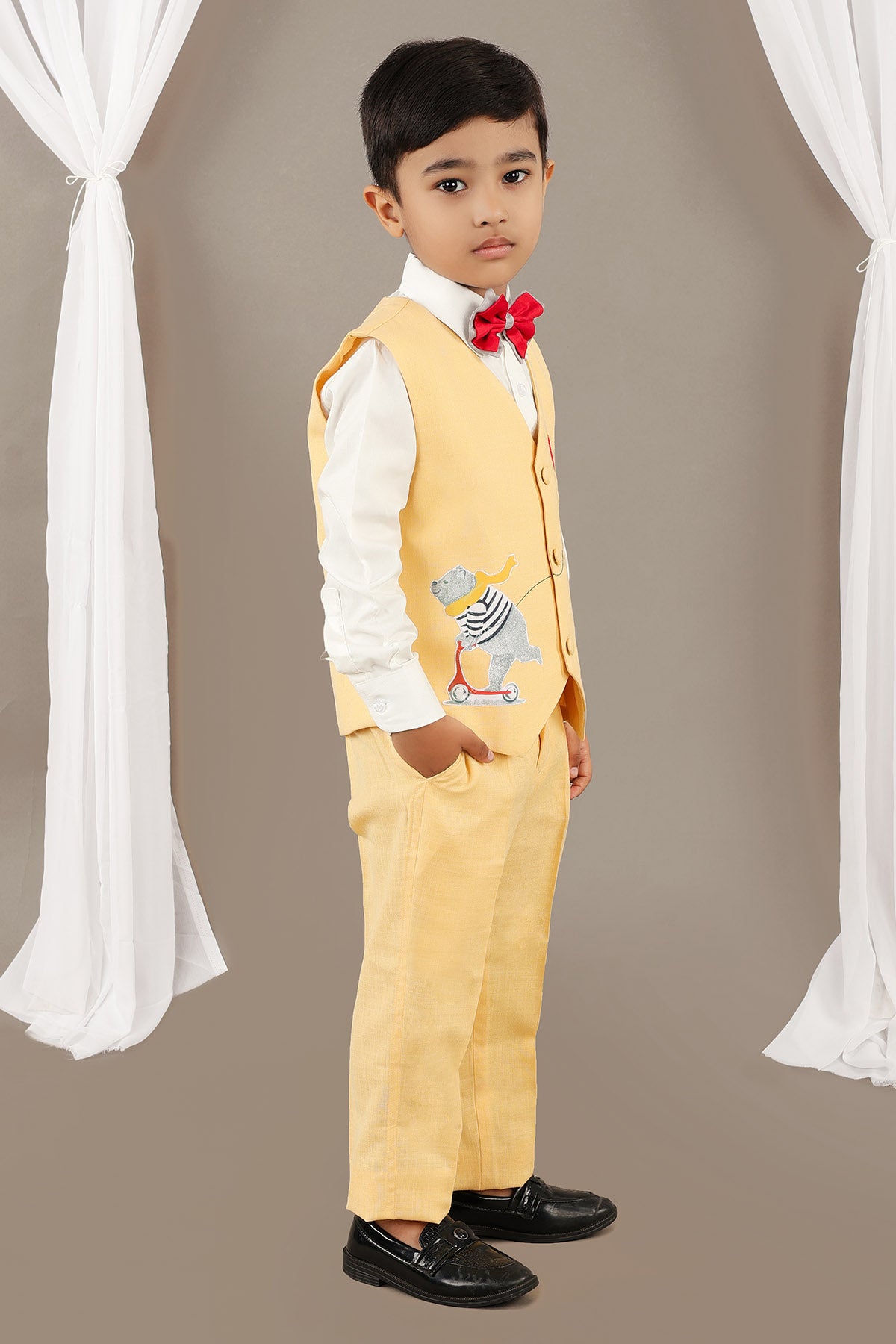 Yellow Embroidered Coat Set