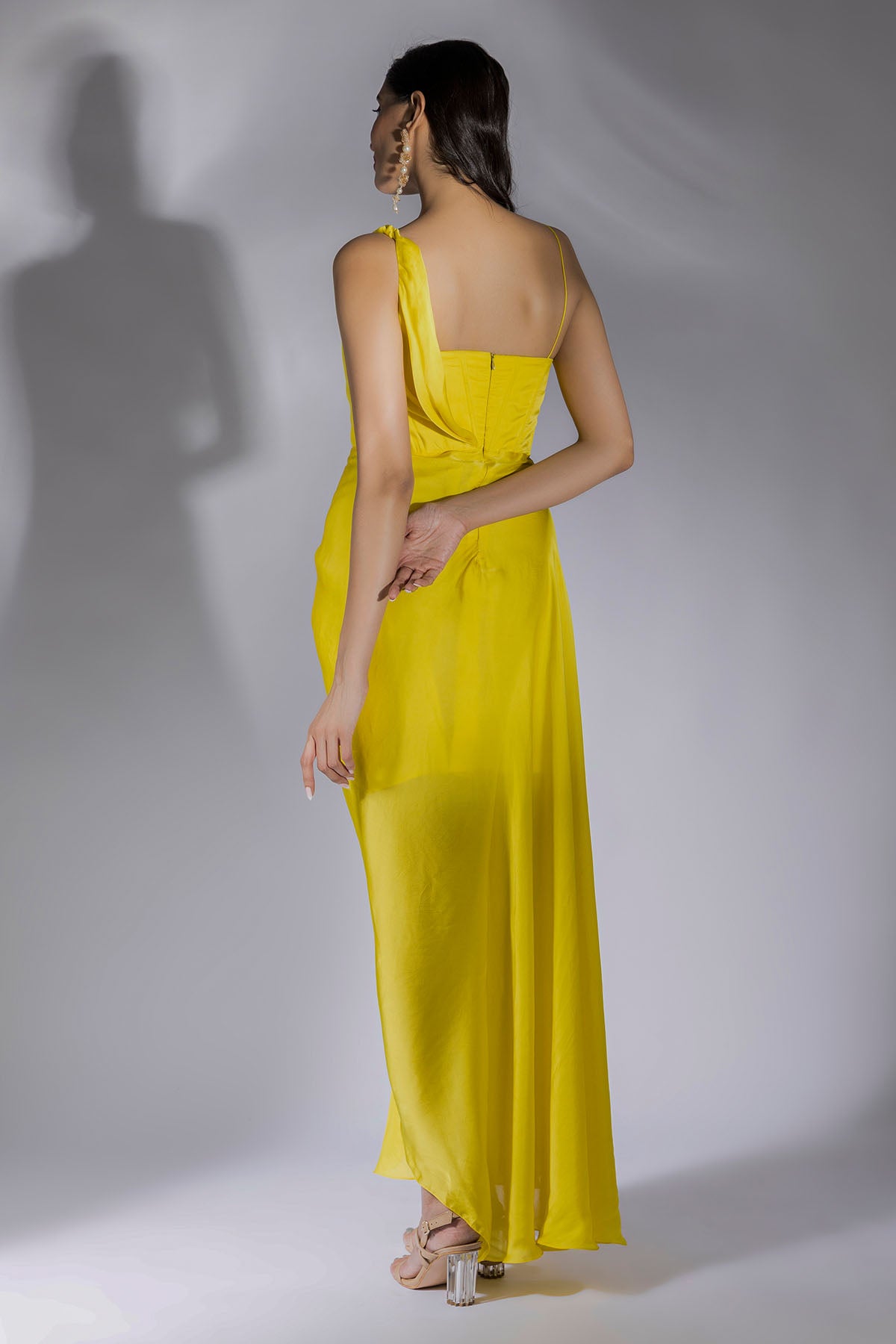 Yellow Embroidered Corset Dress