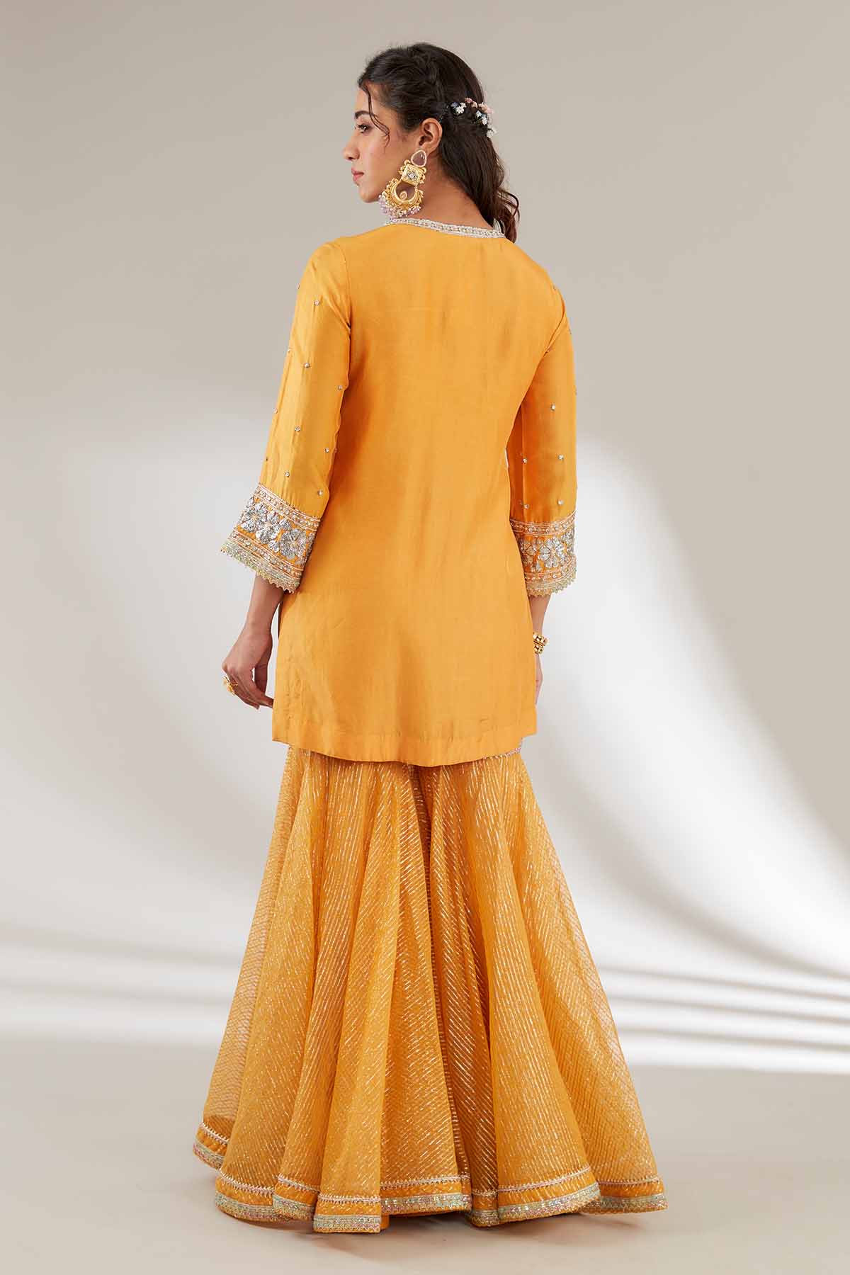 Yellow Embroidered Garara Set