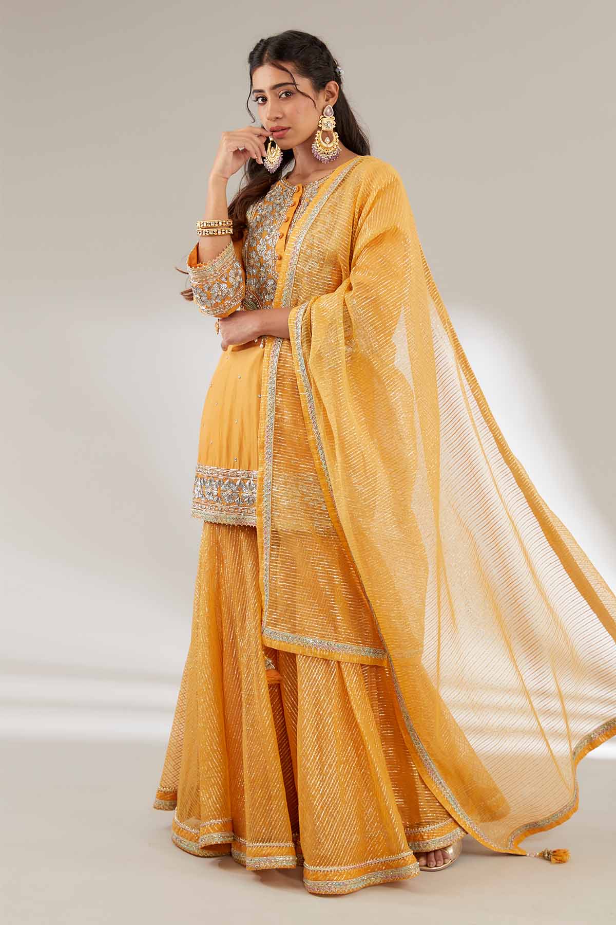 Buy Yellow Embroidered Garara Set by Ajiesh Oberoi for women online at ScrollnShops