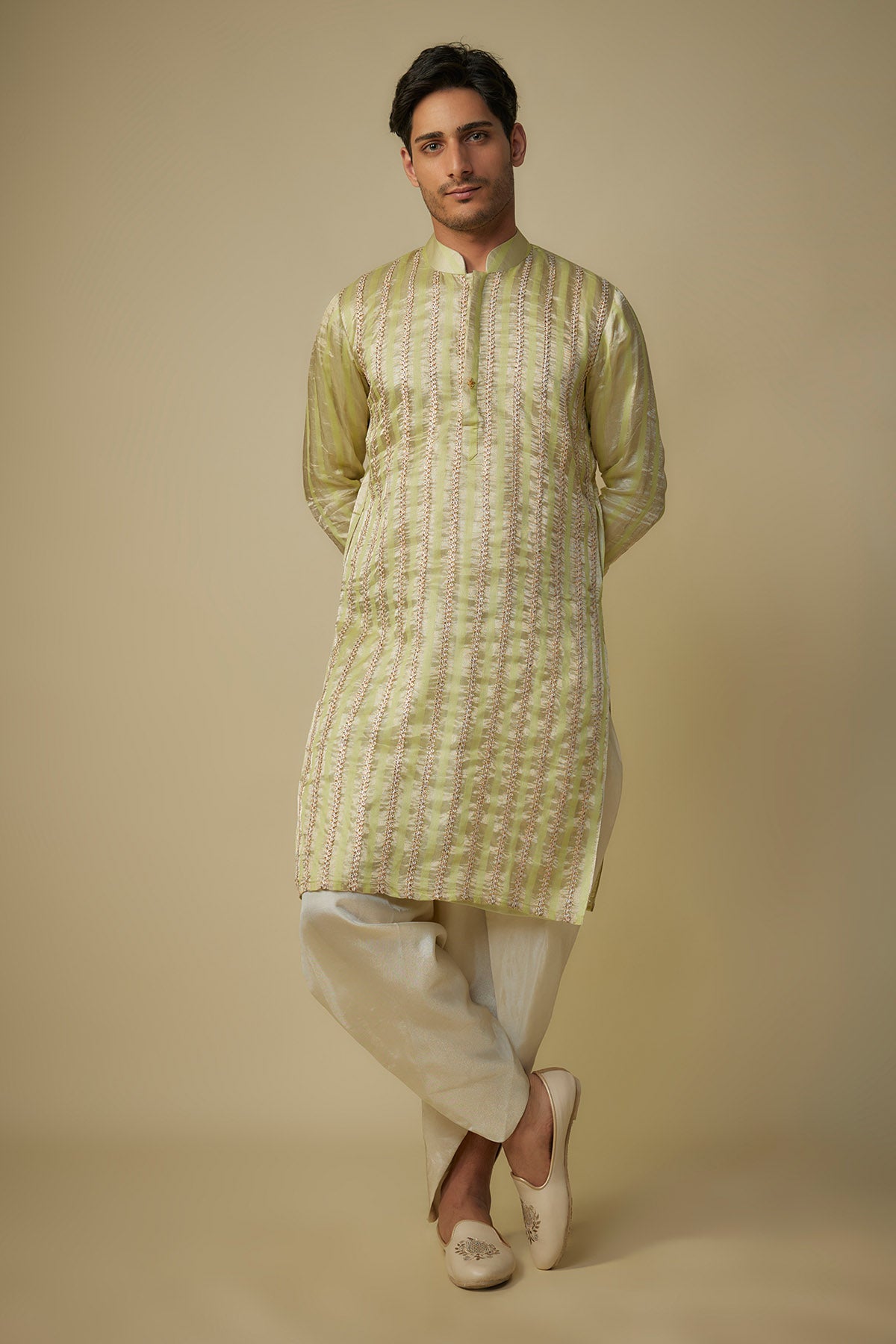 Yellow Embroidered Kurta & Dhoti