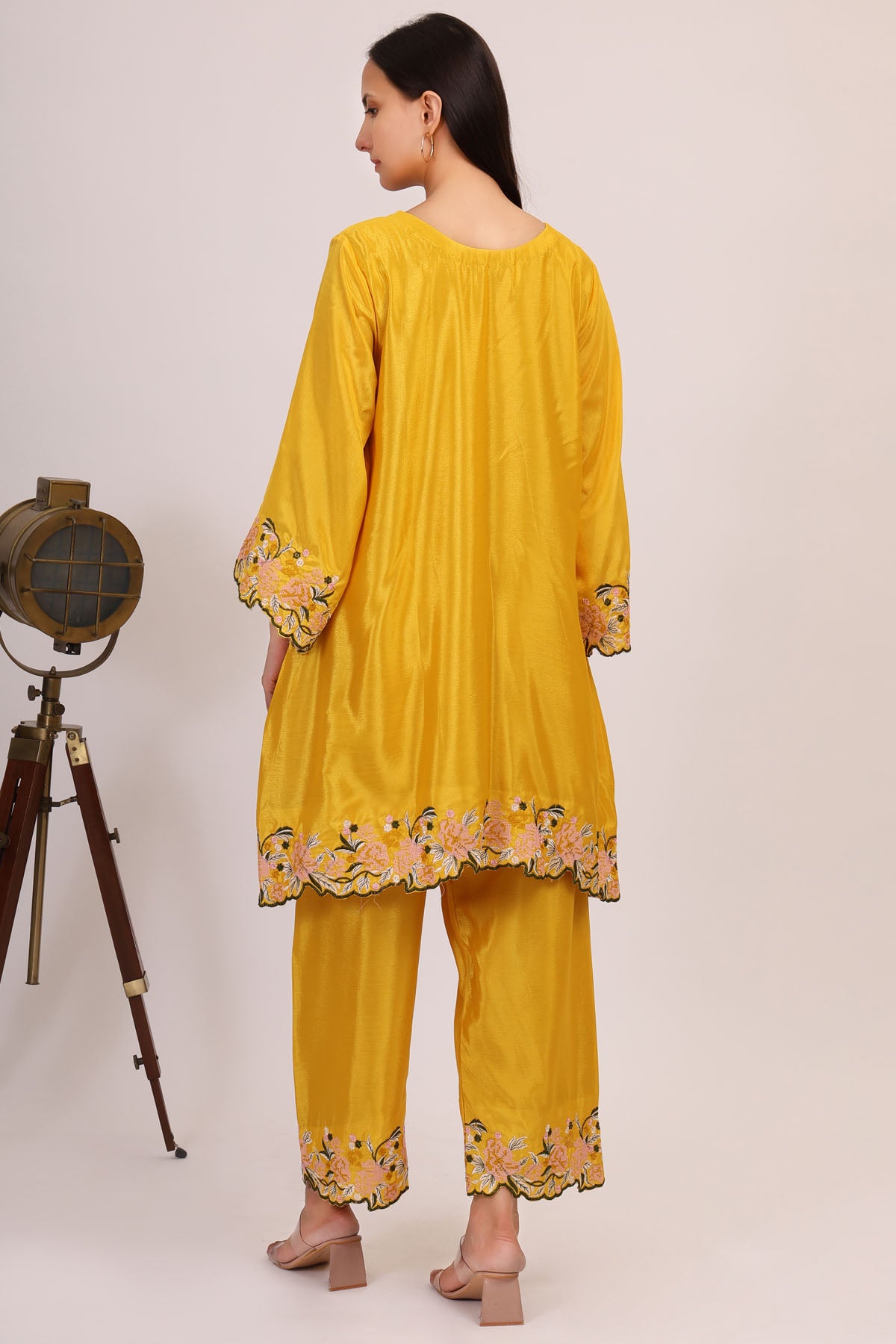 Embroidered Yellow Kurta & Pants